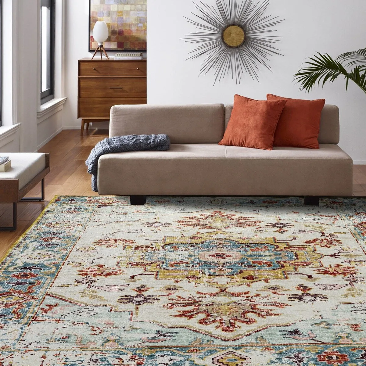 Kaspene Home Multi Colored Medallion Washable Accent Area Rug