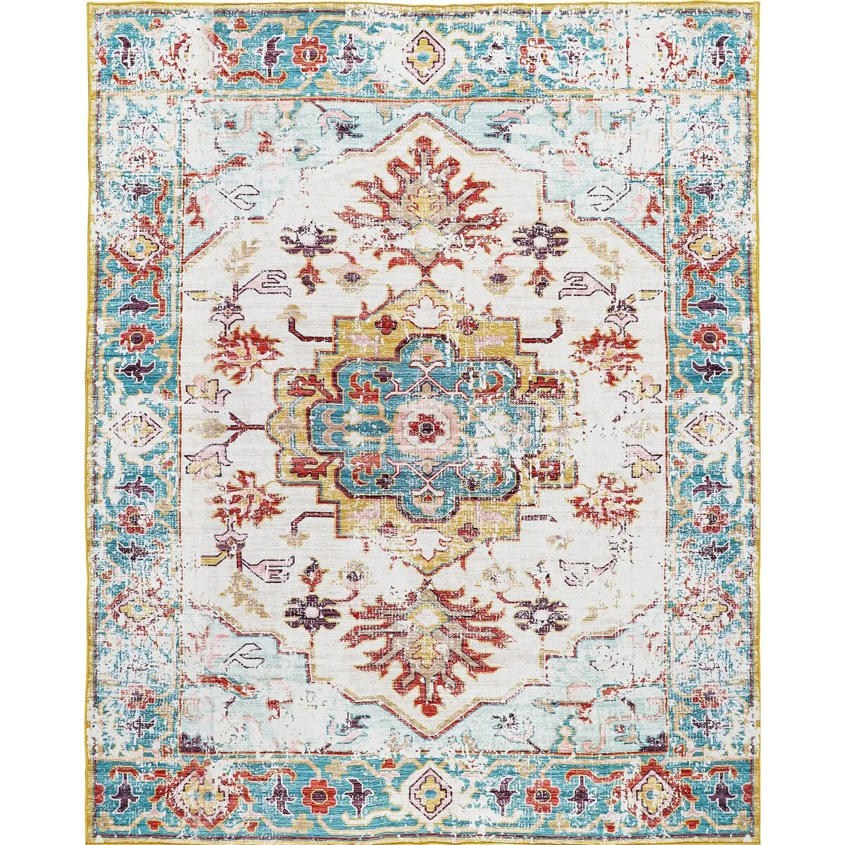 Kaspene Home Multi Colored Medallion Washable Accent Area Rug