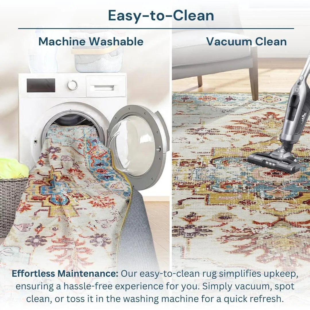 Kaspene Home Multi Colored Medallion Washable Accent Area Rug