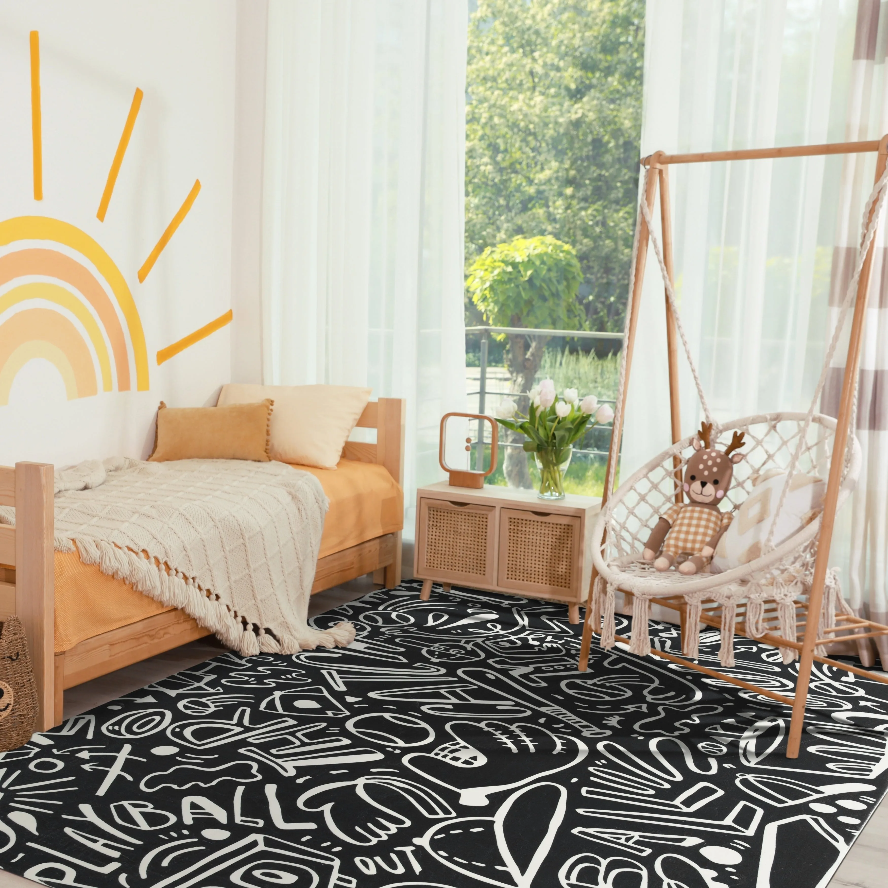 Katie Merz SPORTSGLYPHS Baseball Area Rug