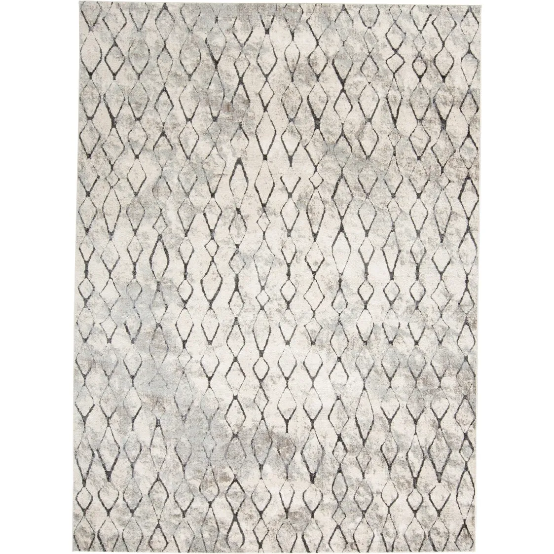 Kiba Contemporary Distressed Rug. Ivory/Charcoal. Round