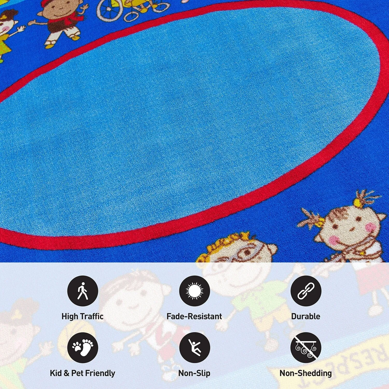 Kids Educational Learning Non Slip Area Rug