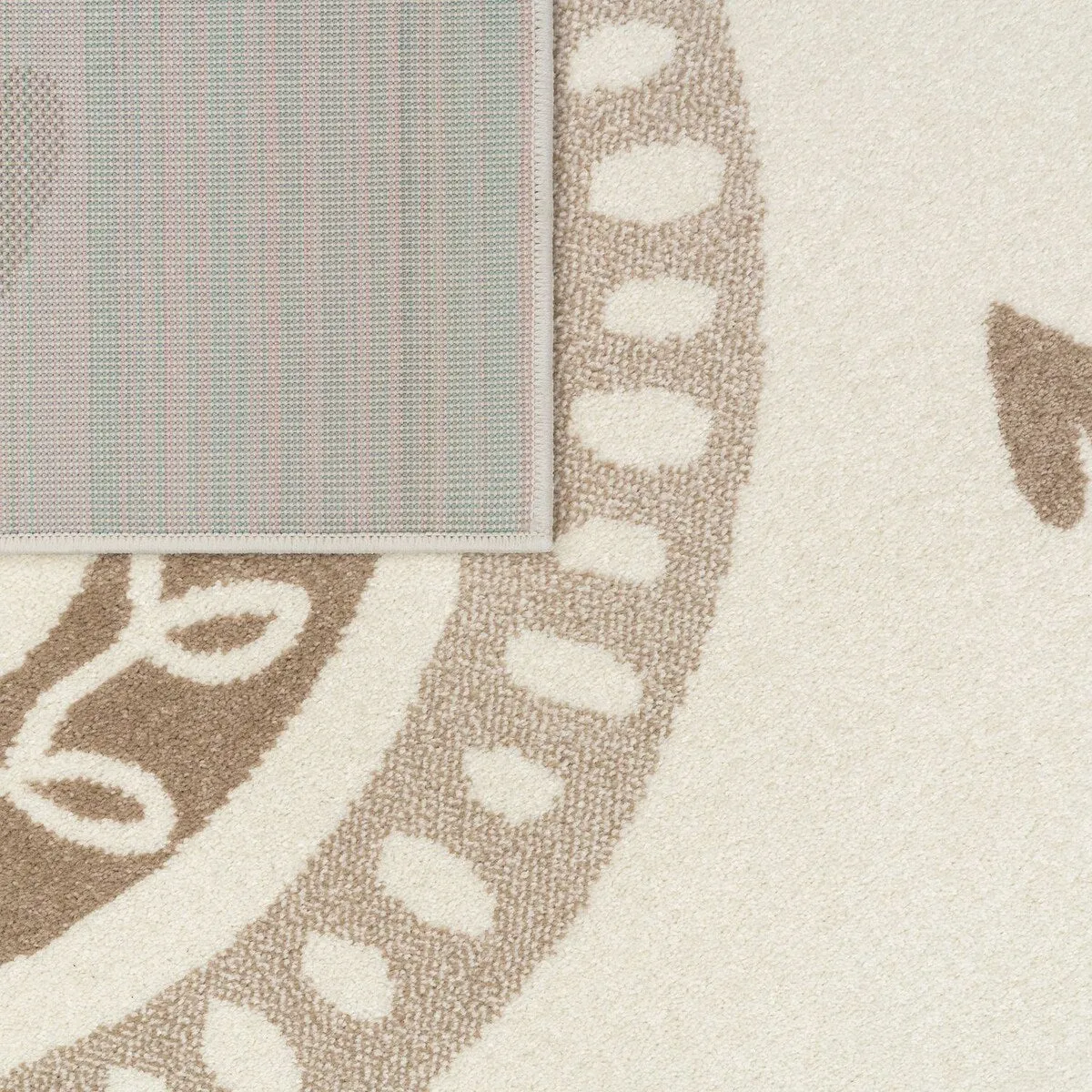Kids Rug with Rainbow and Hearts in Pastel Colors