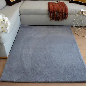 LA Rug Linens Faux Rabbitskin Grey Shag Area Rug Soft Carpet