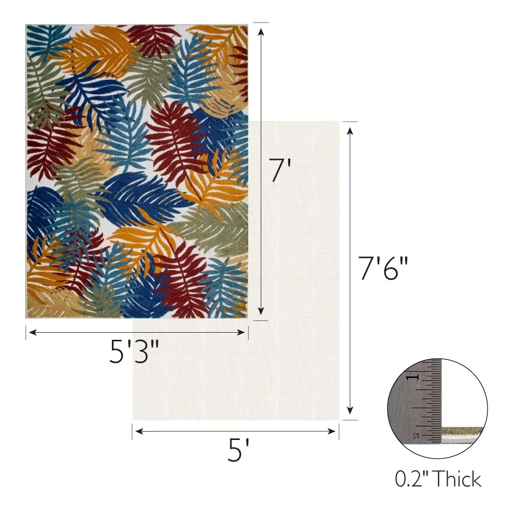 Leick Home Talipot Palm Outdoor Area Rug Rectangle 8'X10' With Non-Slip Rug Pad - 8' x 10'