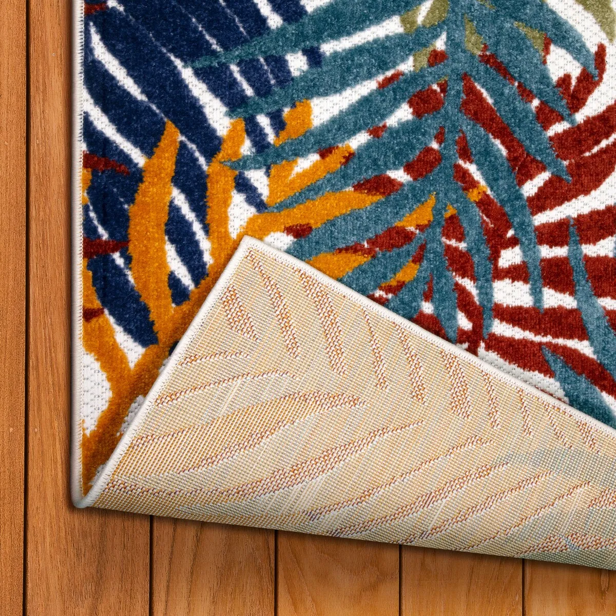 Leick Home Talipot Palm Outdoor Area Rug Rectangle 8'X10' With Non-Slip Rug Pad - 8' x 10'