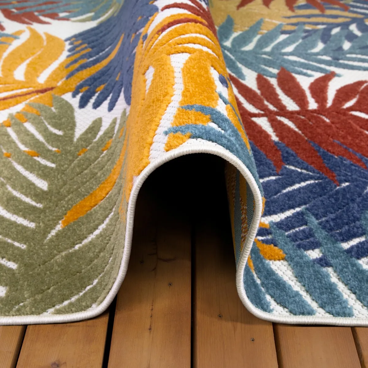 Leick Home Talipot Palm Outdoor Area Rug Rectangle 8'X10' With Non-Slip Rug Pad - 8' x 10'