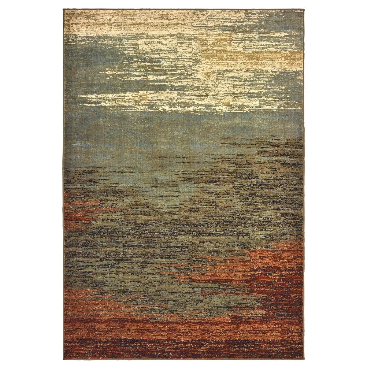 Lens Brown Blue Abstract Contemporary Casual Area Rug
