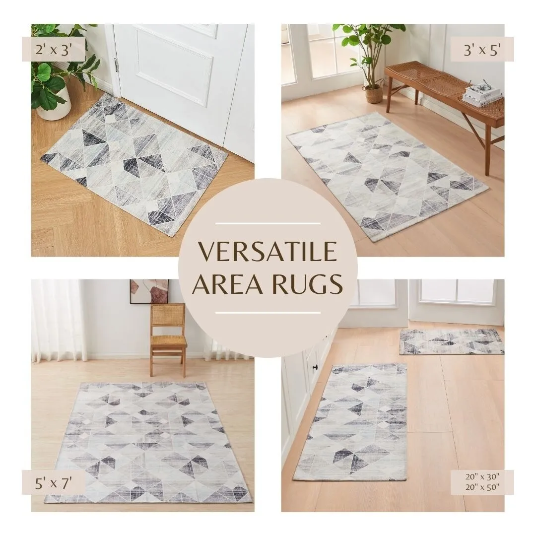 Linery & Co. Machine Washable Slip Resistant Geometric Printed Accent Rugs
