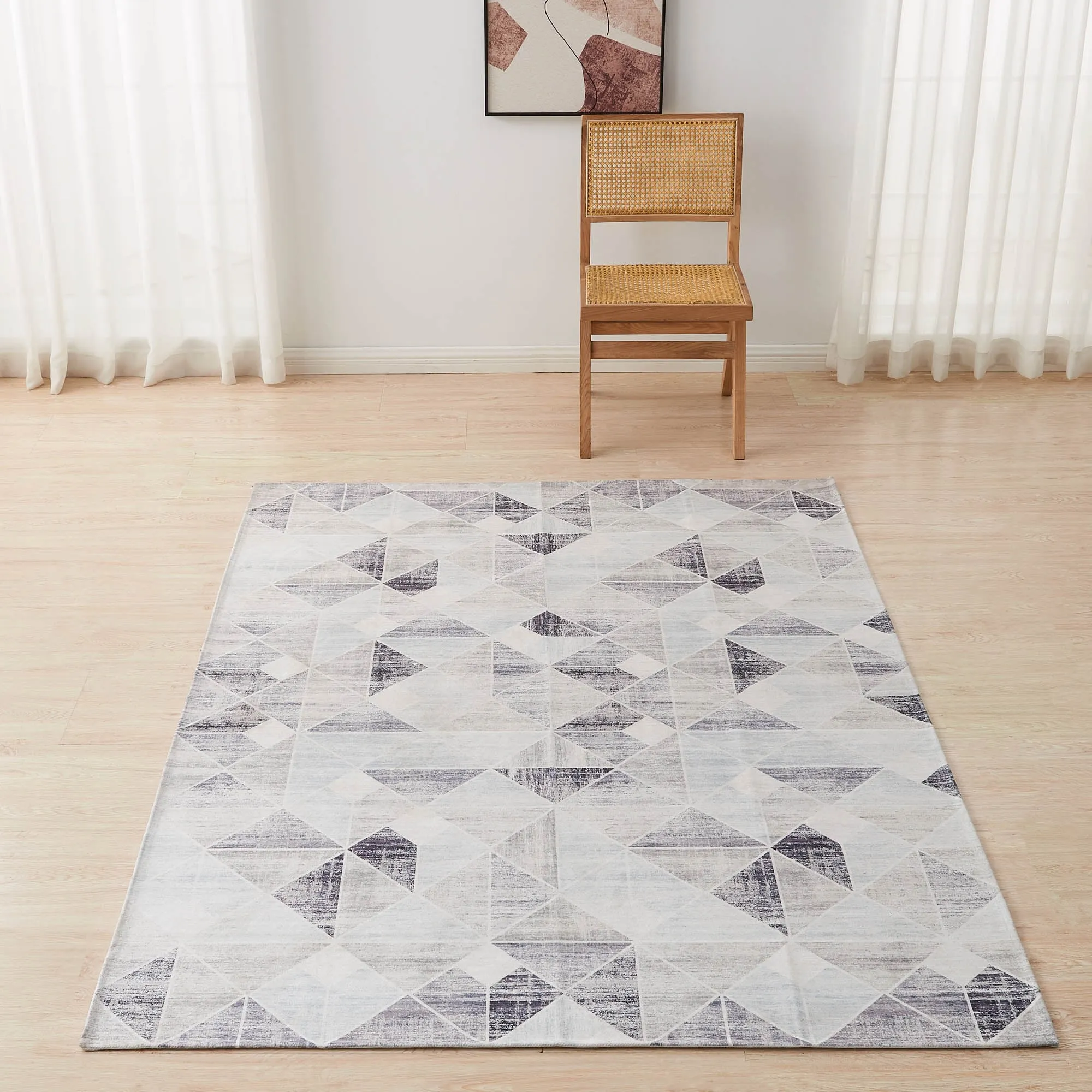 Linery & Co. Machine Washable Slip Resistant Geometric Printed Accent Rugs