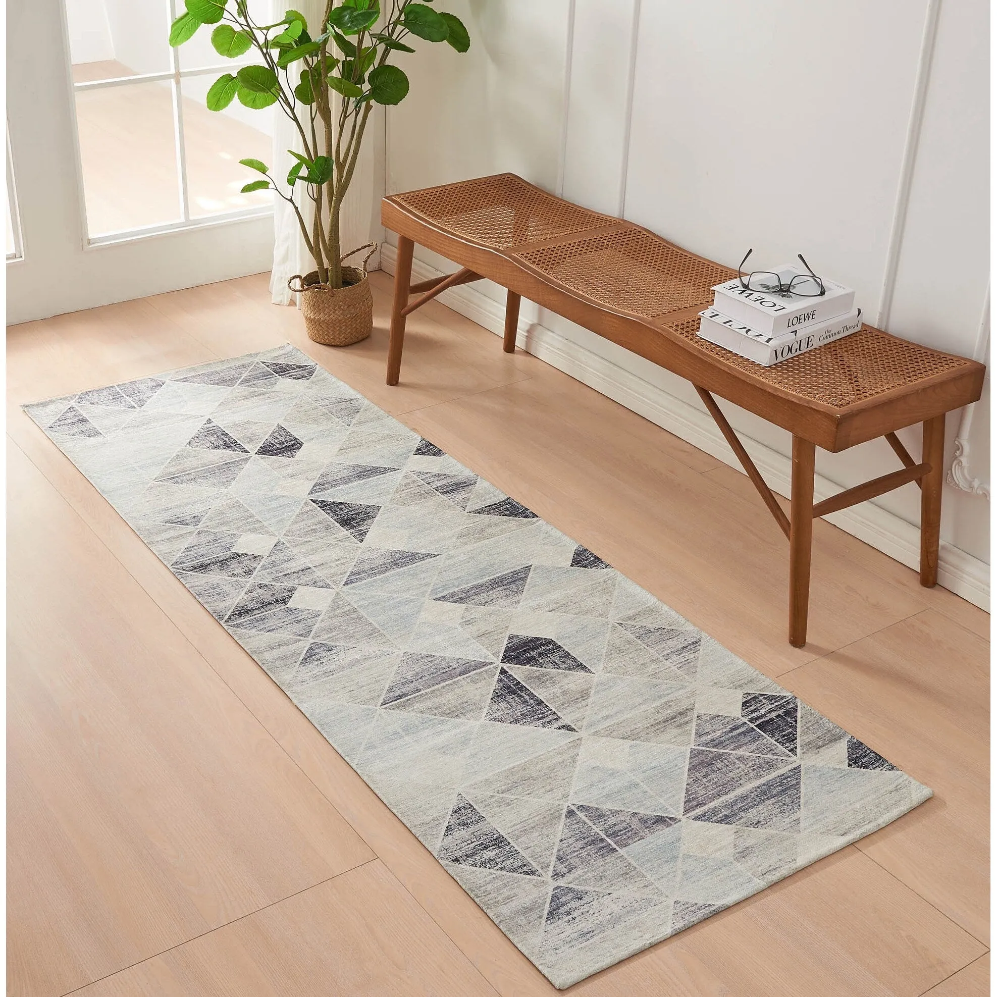 Linery & Co. Machine Washable Slip Resistant Geometric Printed Accent Rugs