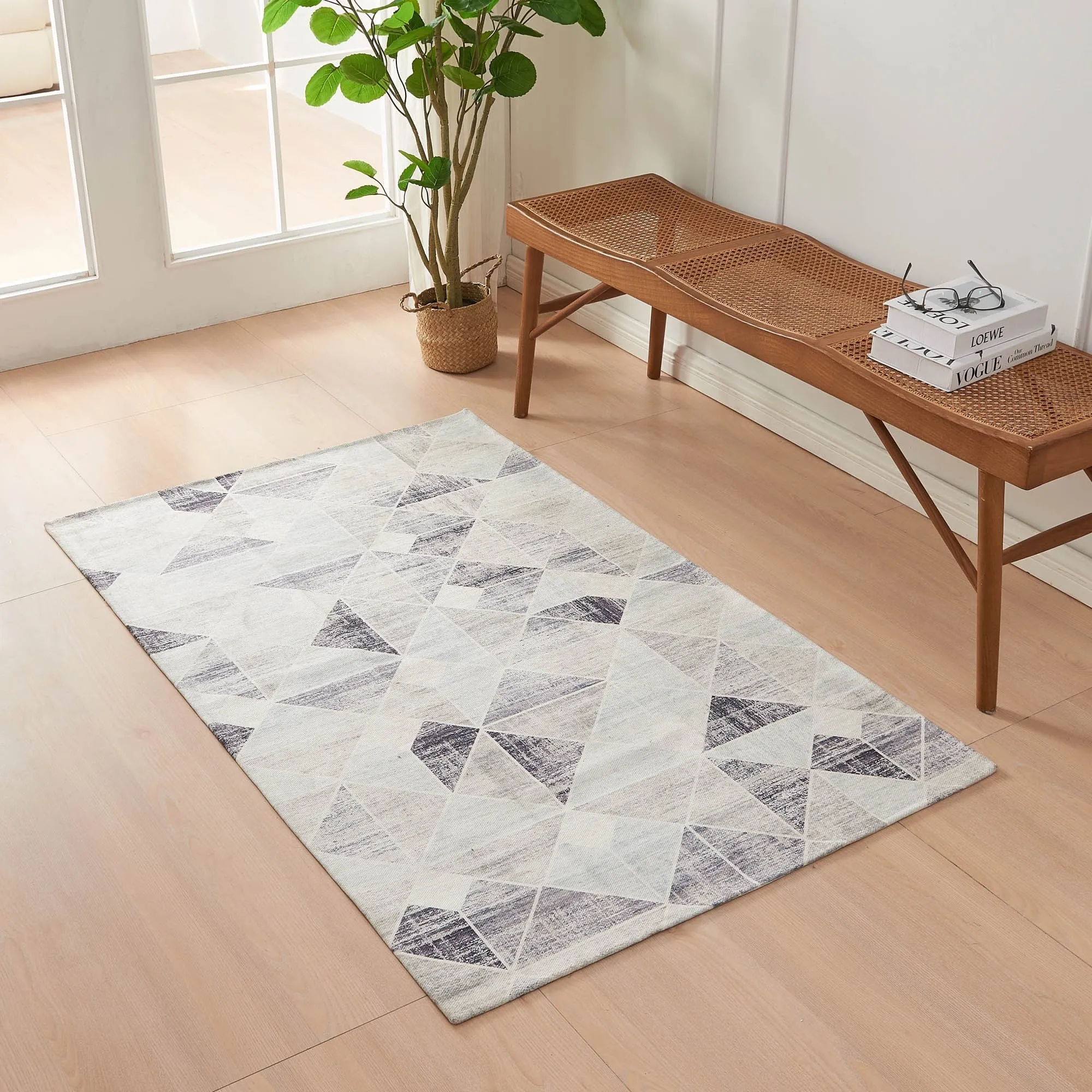 Linery & Co. Machine Washable Slip Resistant Geometric Printed Accent Rugs