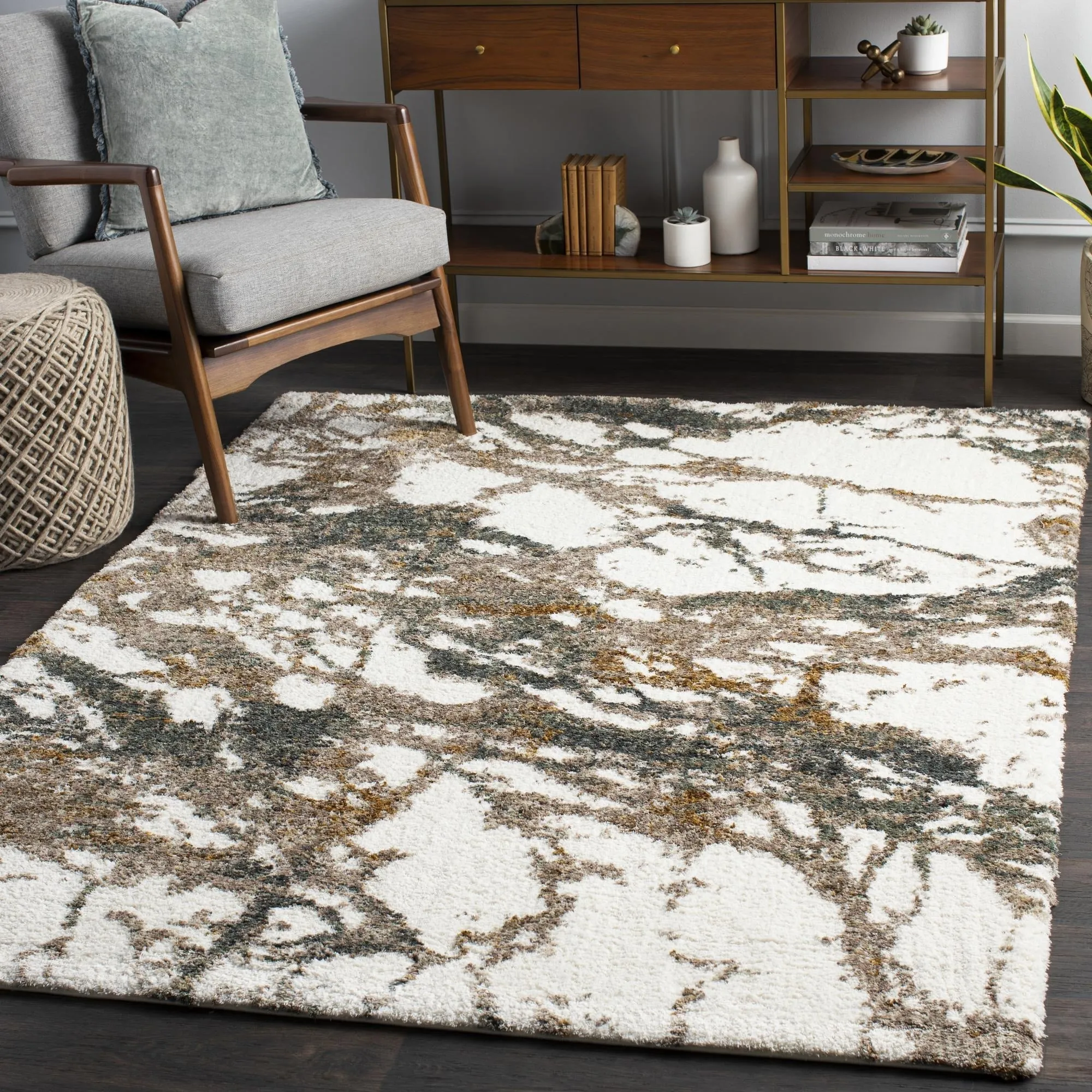 Livabliss Celestial Shag Abstract Splatter Pattern Shag Area Rug