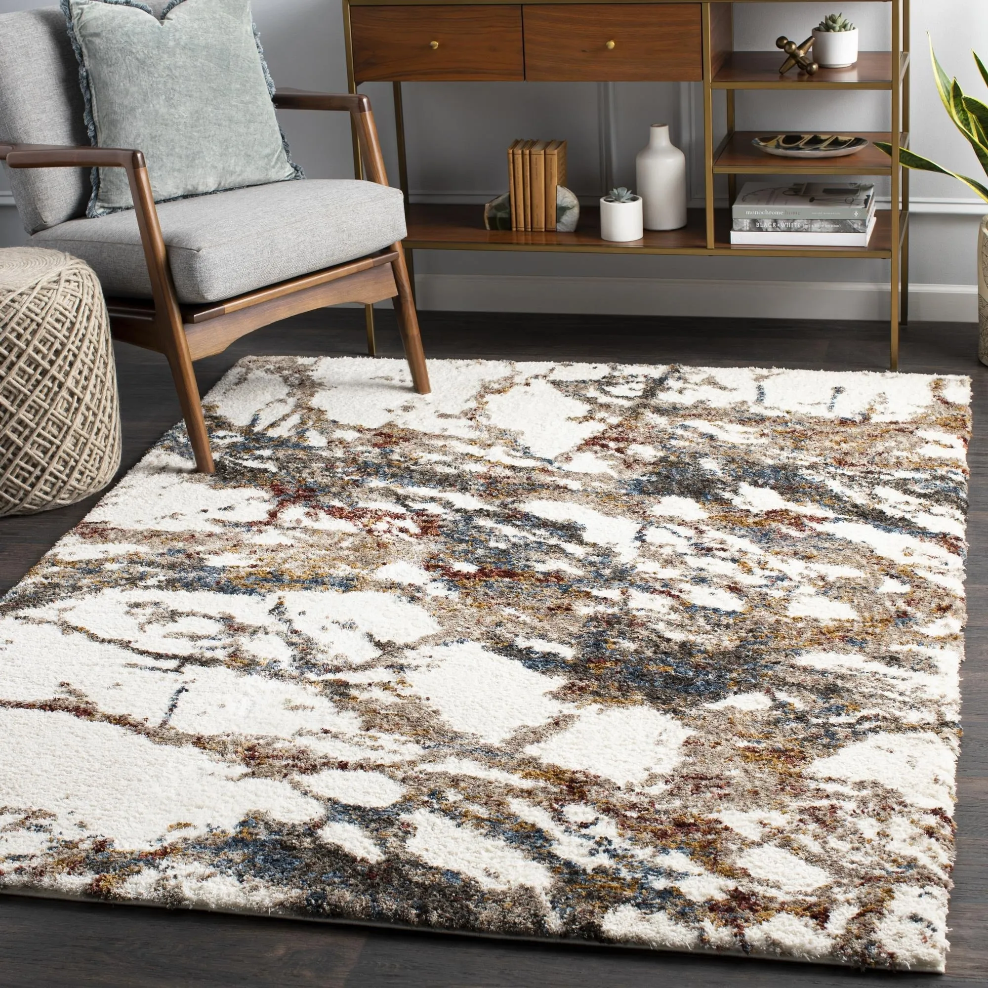 Livabliss Celestial Shag Abstract Splatter Pattern Shag Area Rug