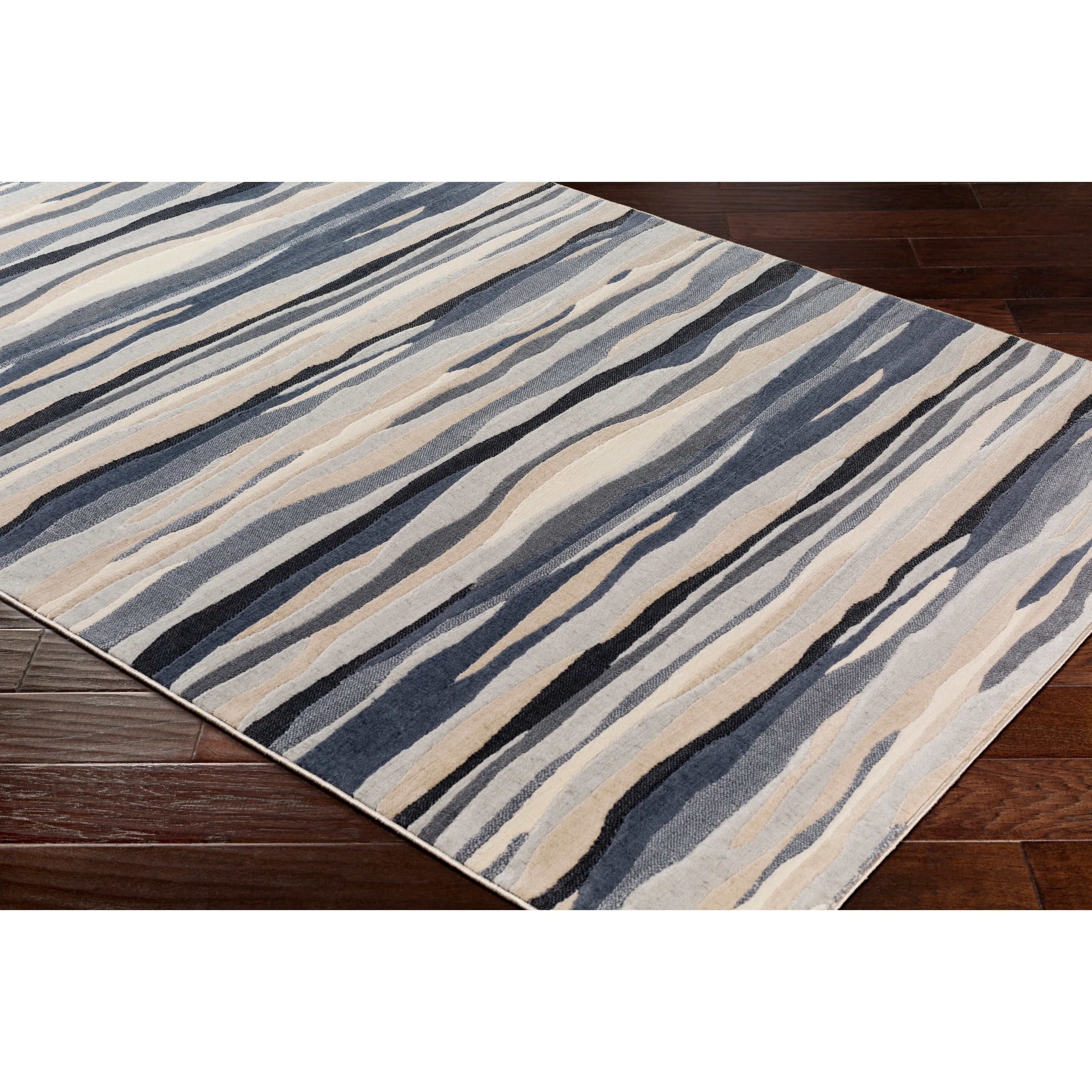 Livabliss Colton Aqua Wavy Stripes Area Rug