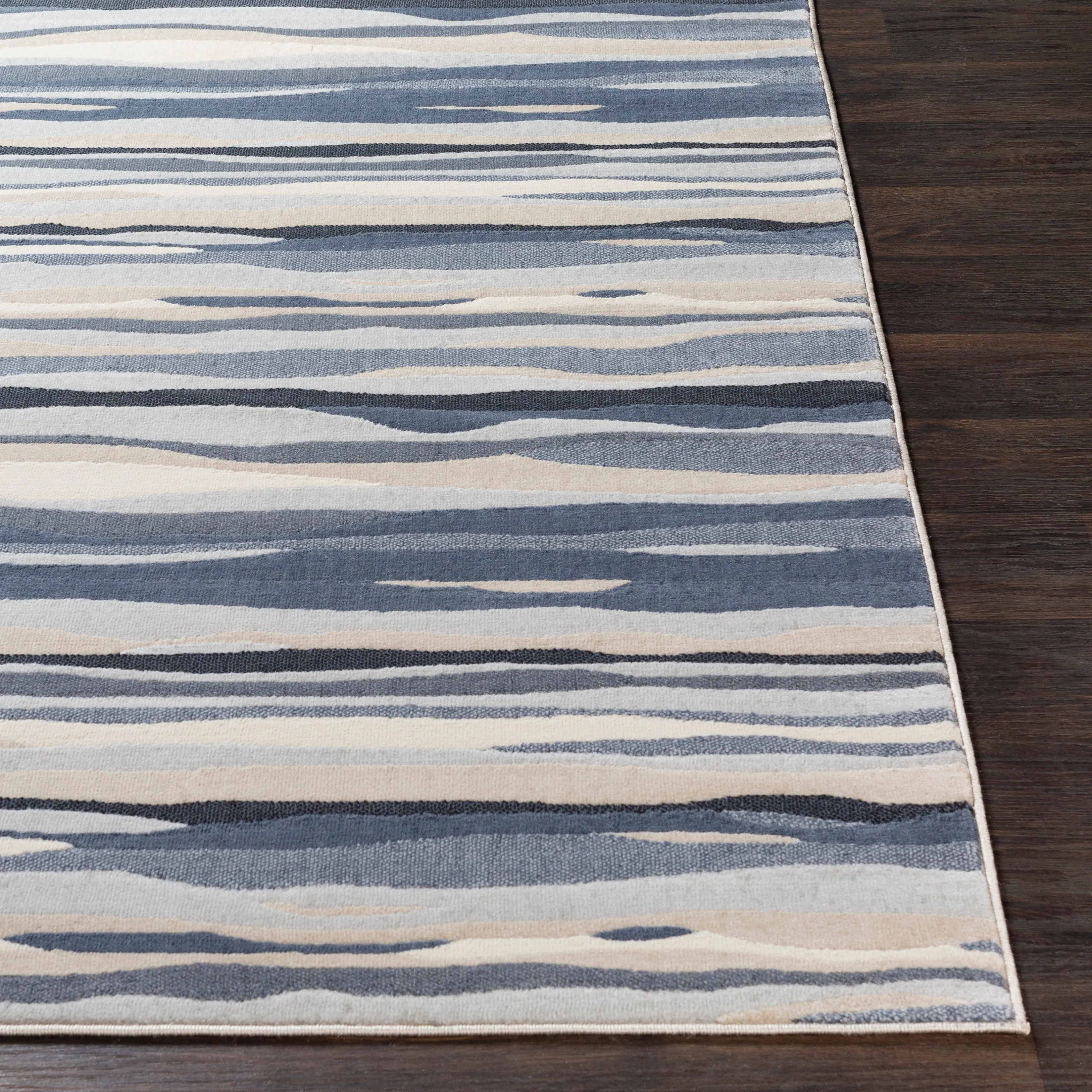 Livabliss Colton Aqua Wavy Stripes Area Rug
