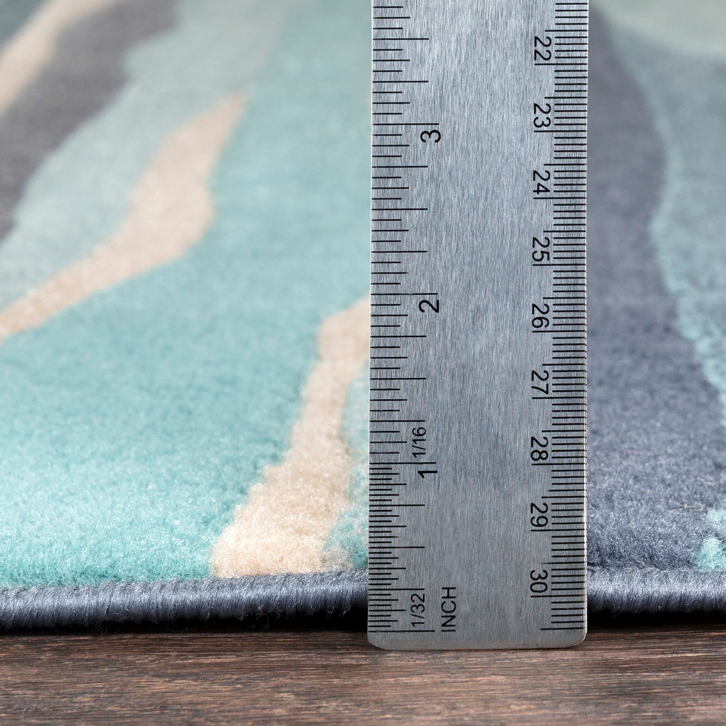 Livabliss Colton Aqua Wavy Stripes Area Rug