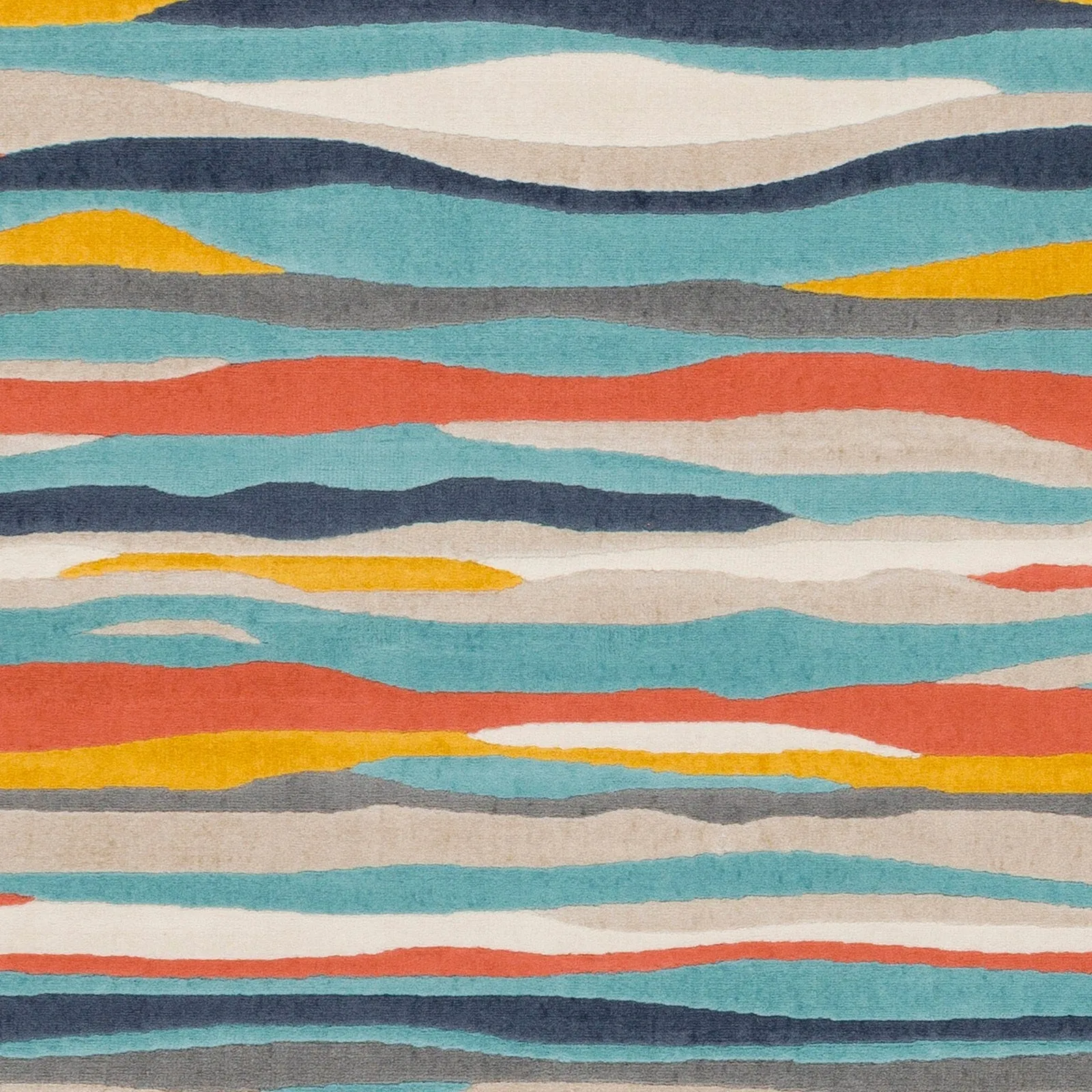 Livabliss Colton Aqua Wavy Stripes Area Rug