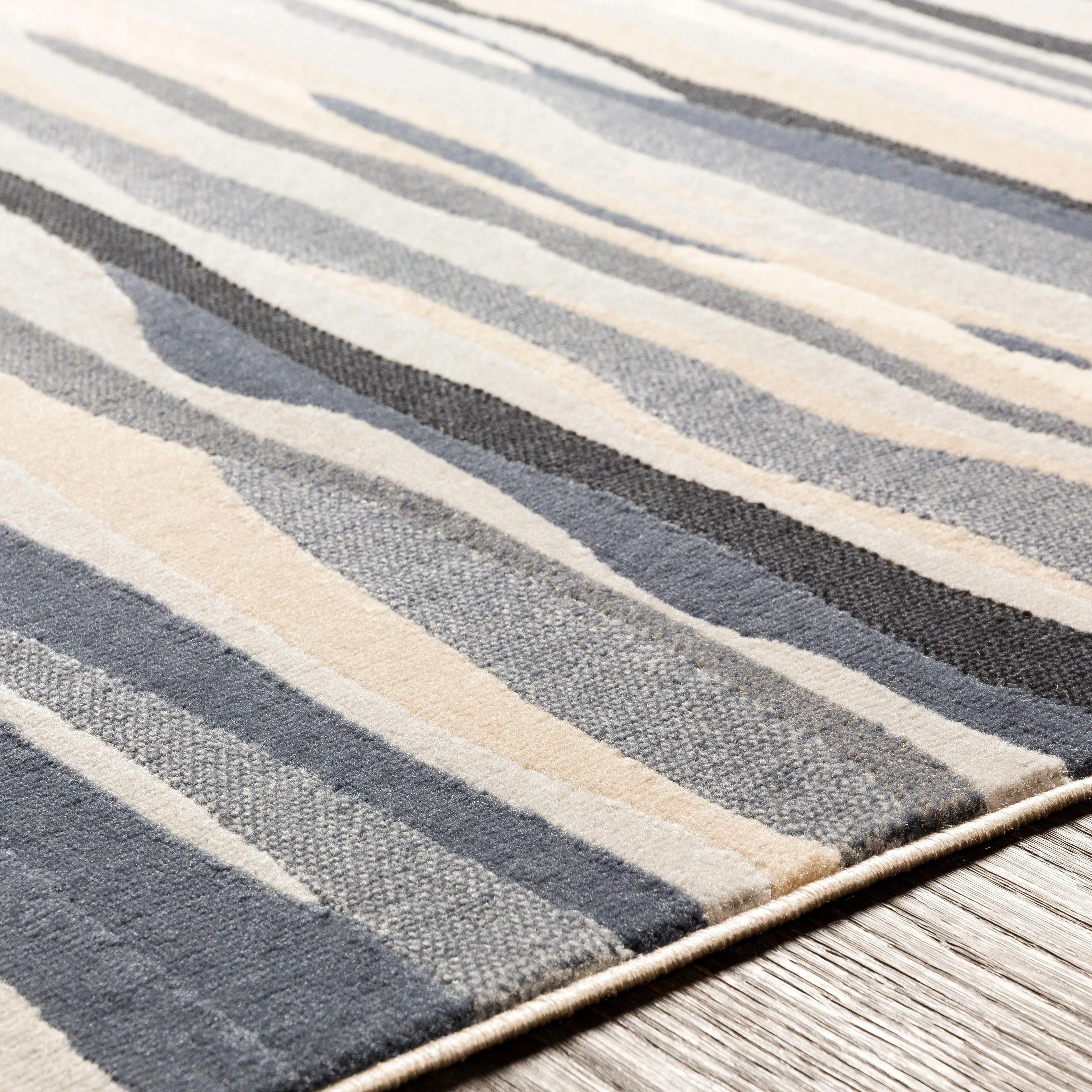 Livabliss Colton Aqua Wavy Stripes Area Rug