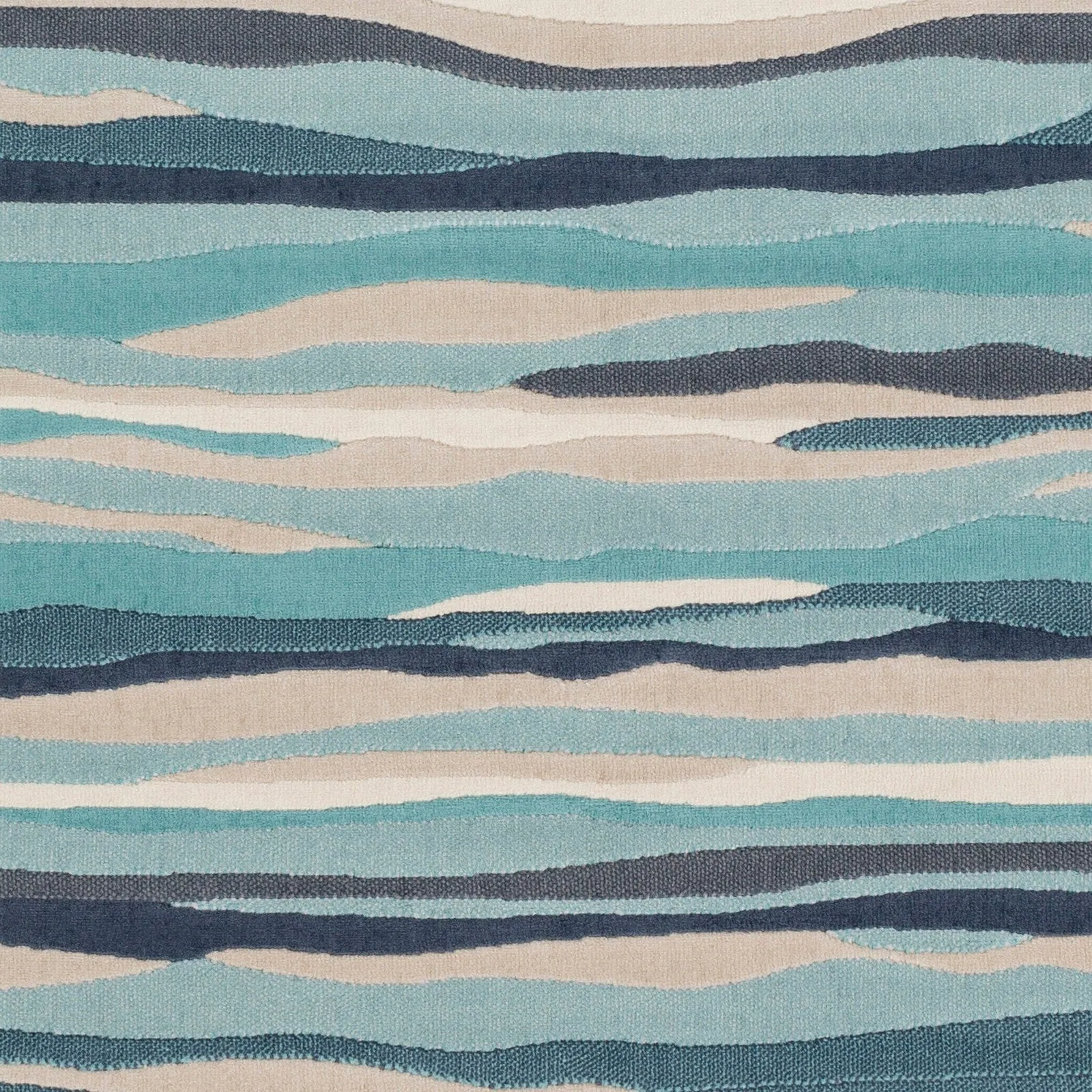 Livabliss Colton Aqua Wavy Stripes Area Rug