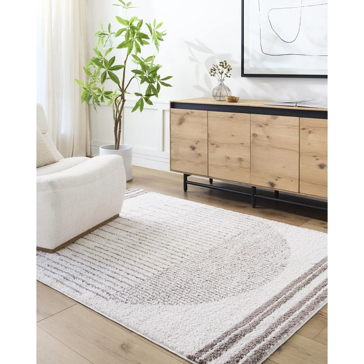 Livabliss Fossay Shag Global Stripe Washable Area Rug