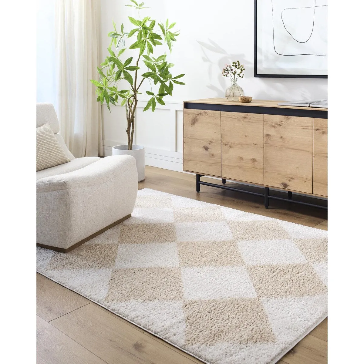 Livabliss Fossay Shag Modern & Contemporary Diamond Washable Area Rug