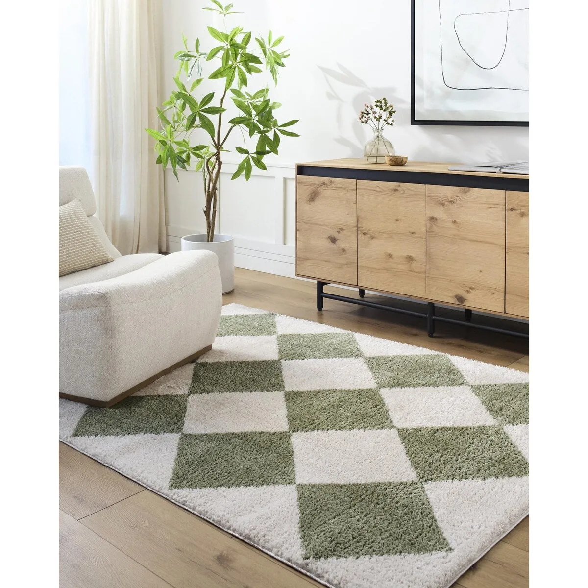 Livabliss Fossay Shag Modern & Contemporary Diamond Washable Area Rug