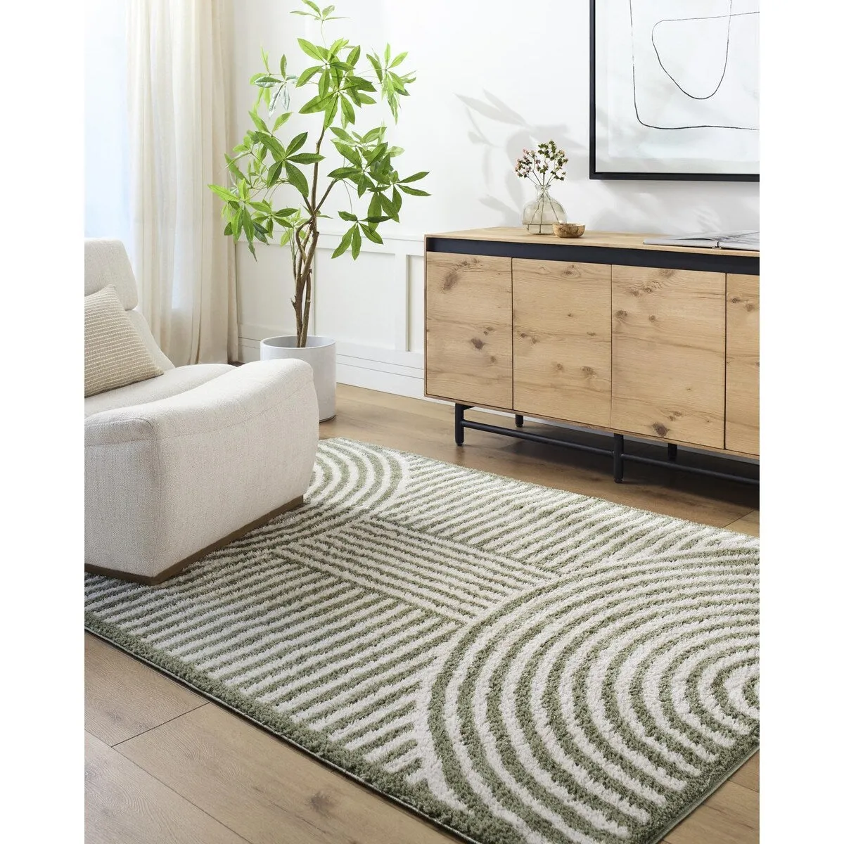 Livabliss Fossay Shag Modern & Contemporary Stripe Washable Area Rug