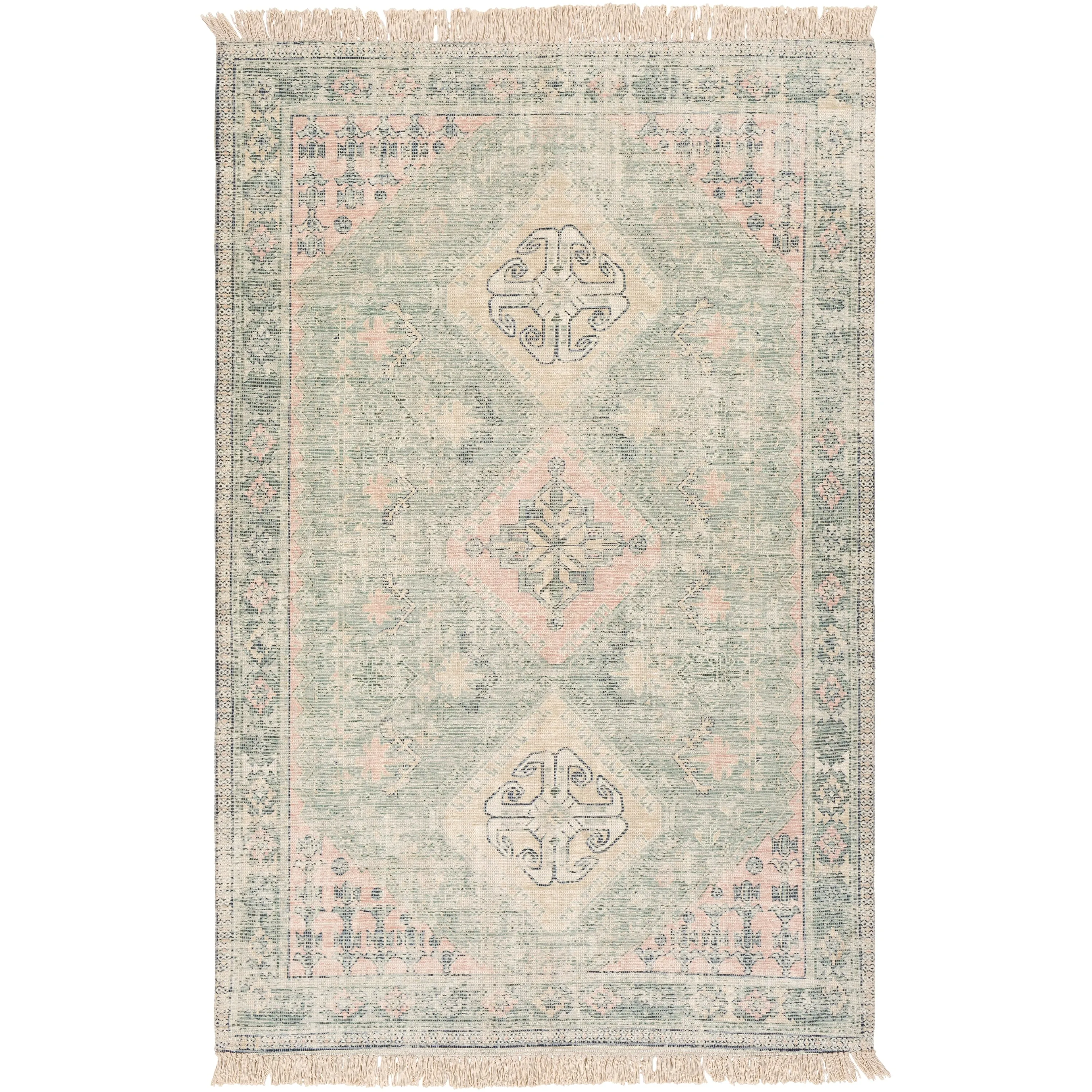 Livabliss Hermione Handmade Triple Medallion Cotton Area Rug