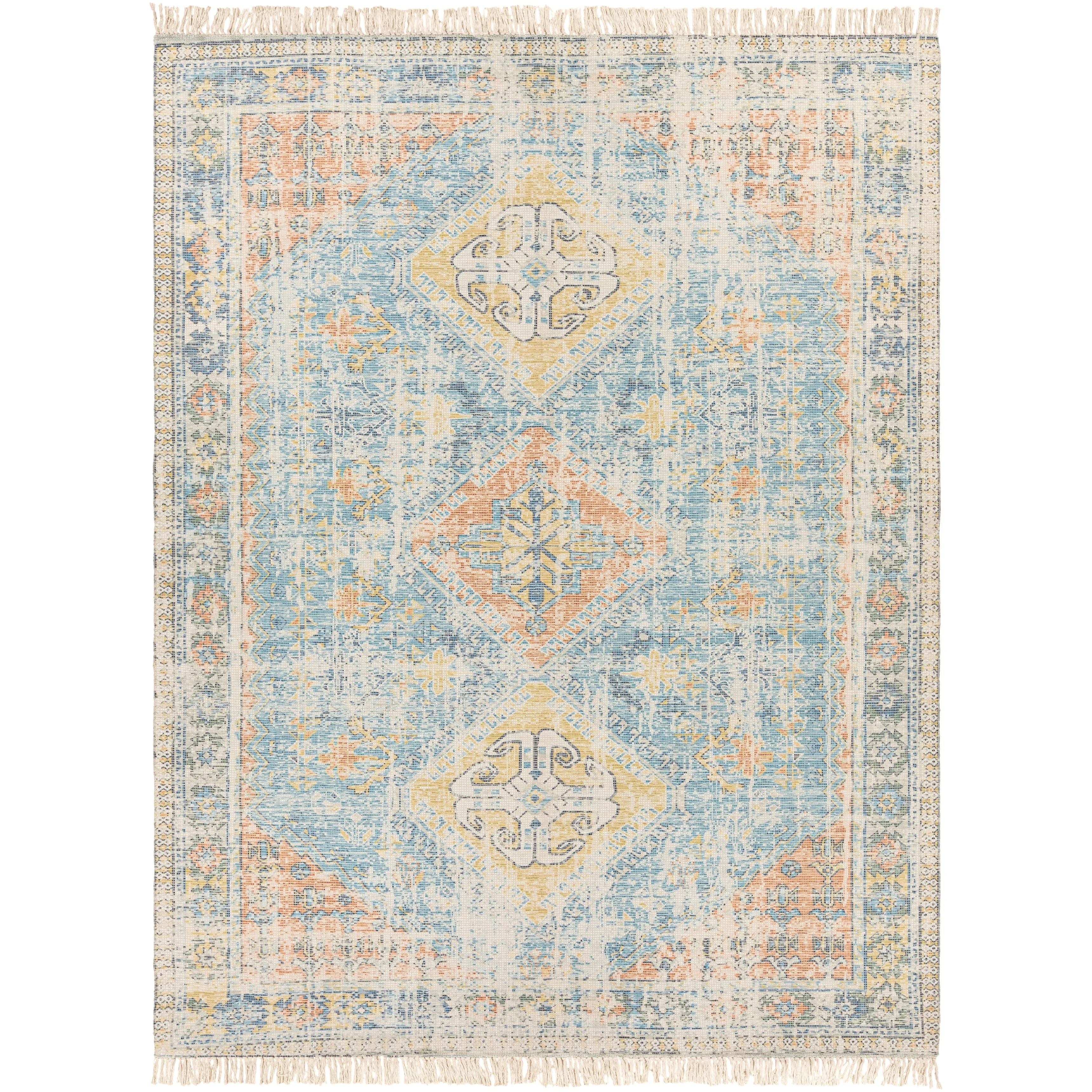 Livabliss Hermione Handmade Triple Medallion Cotton Area Rug