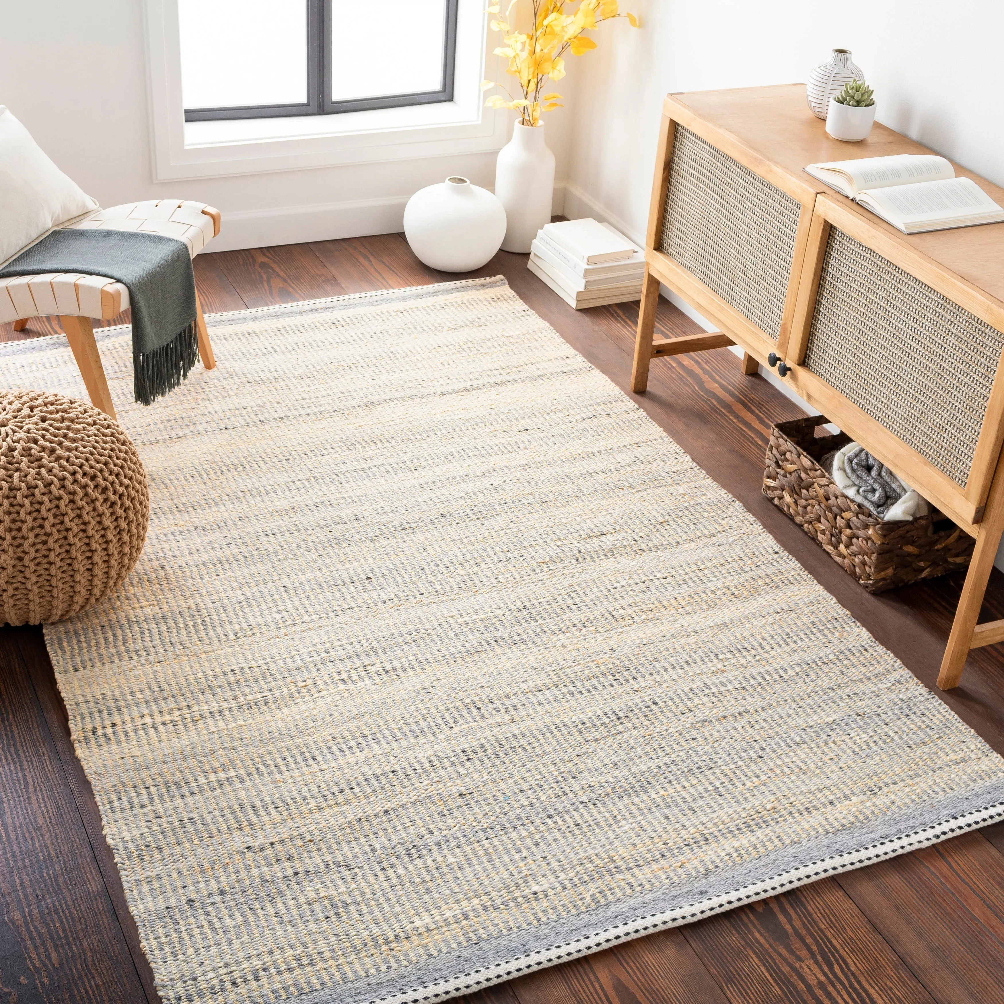 Livabliss Kenelm Boho Embroidered Jute & Wool Area Rug