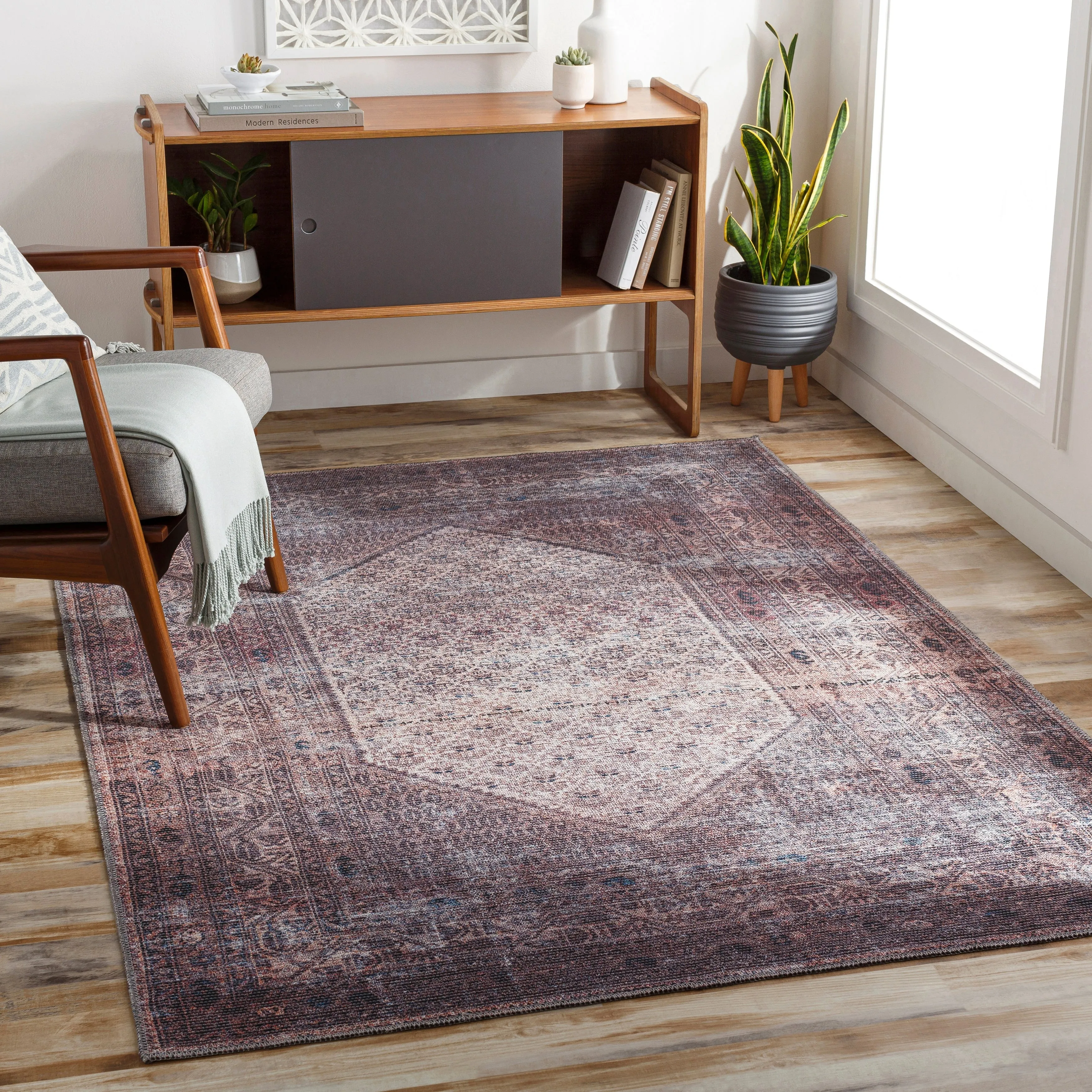 Livabliss Kori Moody Medallion Printed Machine Washable Area Rug