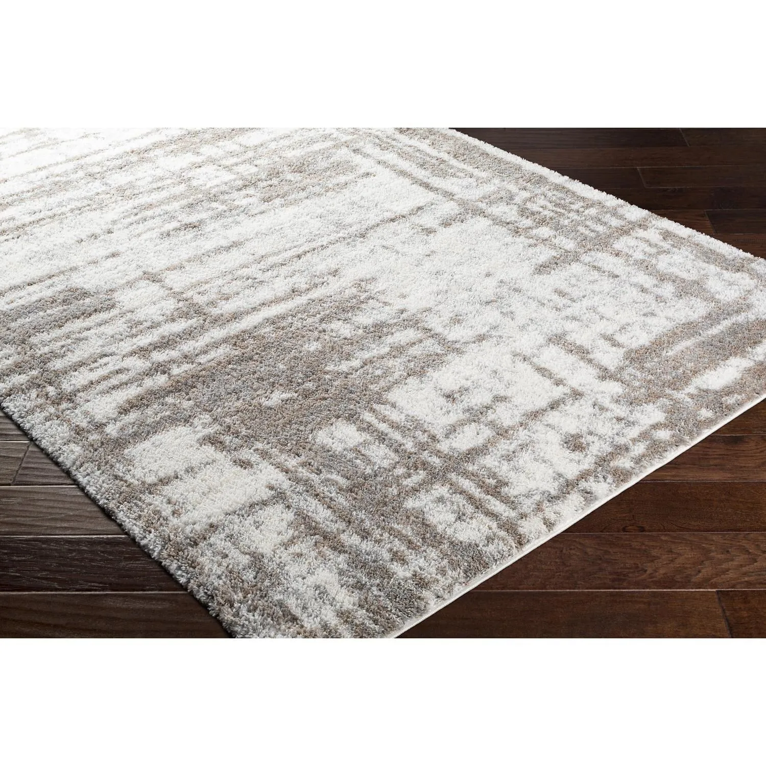 Livabliss Korryn Plush Crosshatch Stripe Area Rug