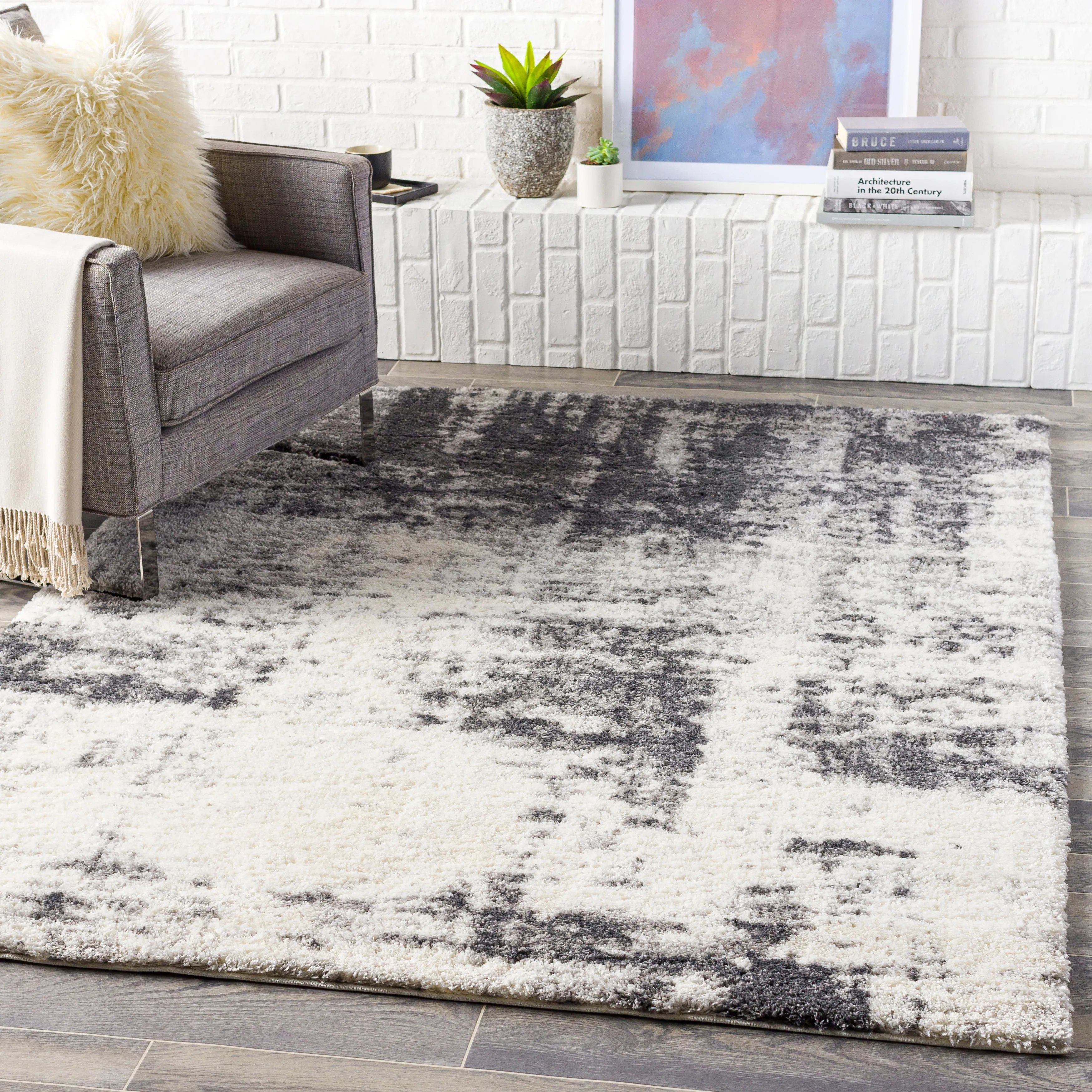 Livabliss Laquan Plush Abstract Modern Area Rug