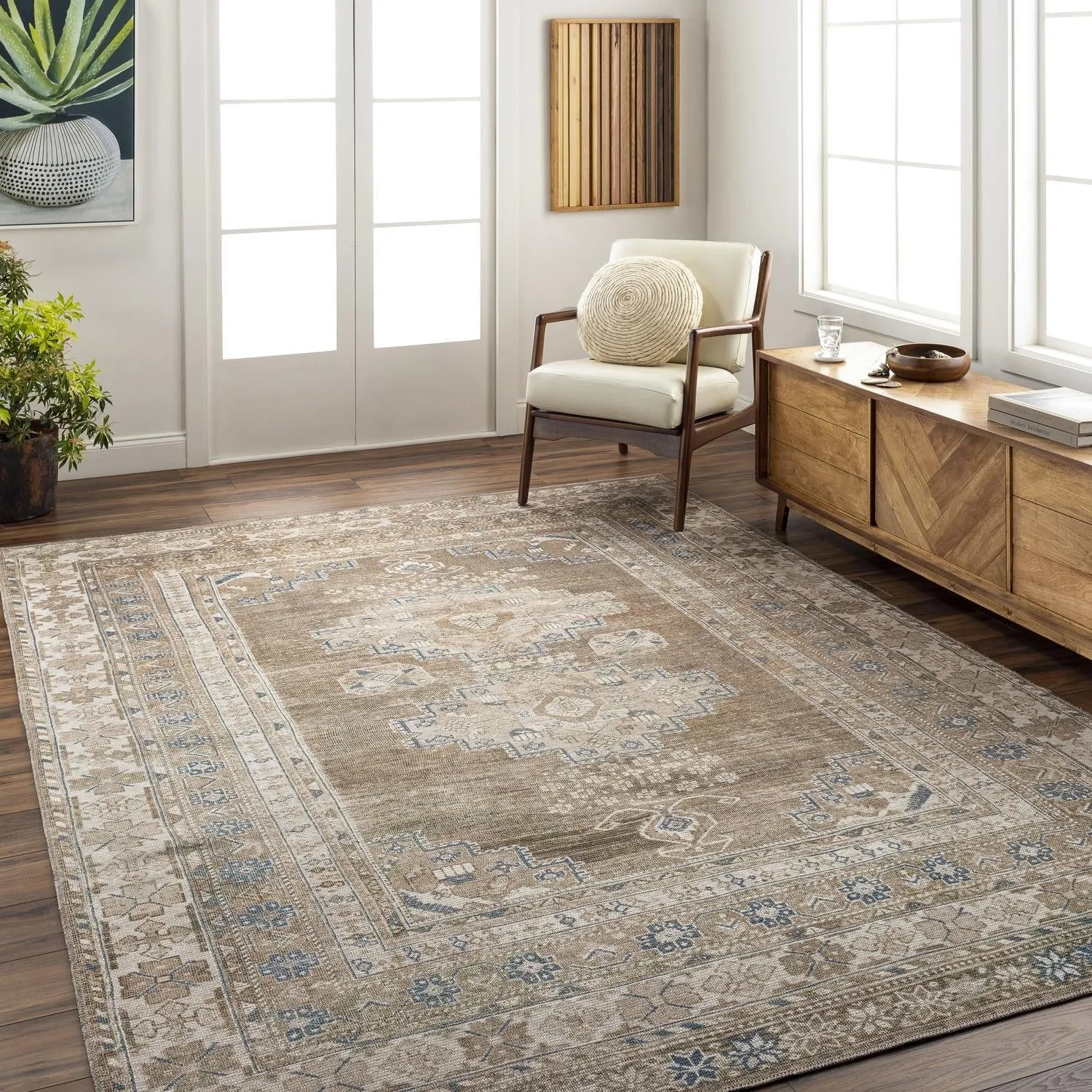 Livabliss Markus Persian Medallion Printed Machine Washable Area Rug