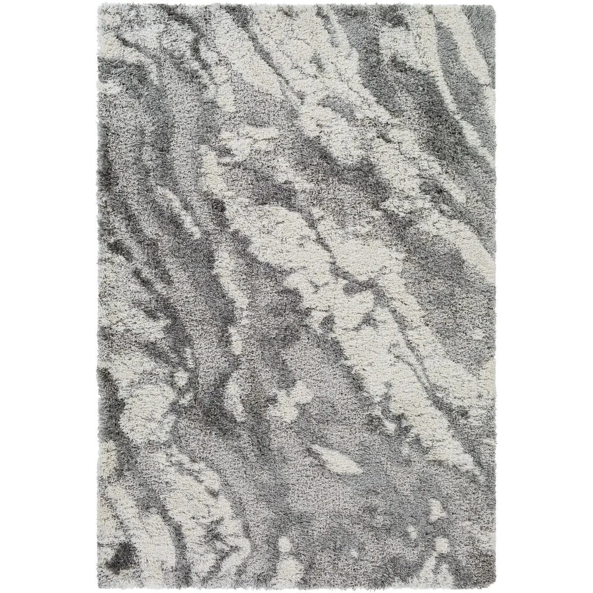 Livabliss Olvera Modern Marbled Plush Shag Area Rug