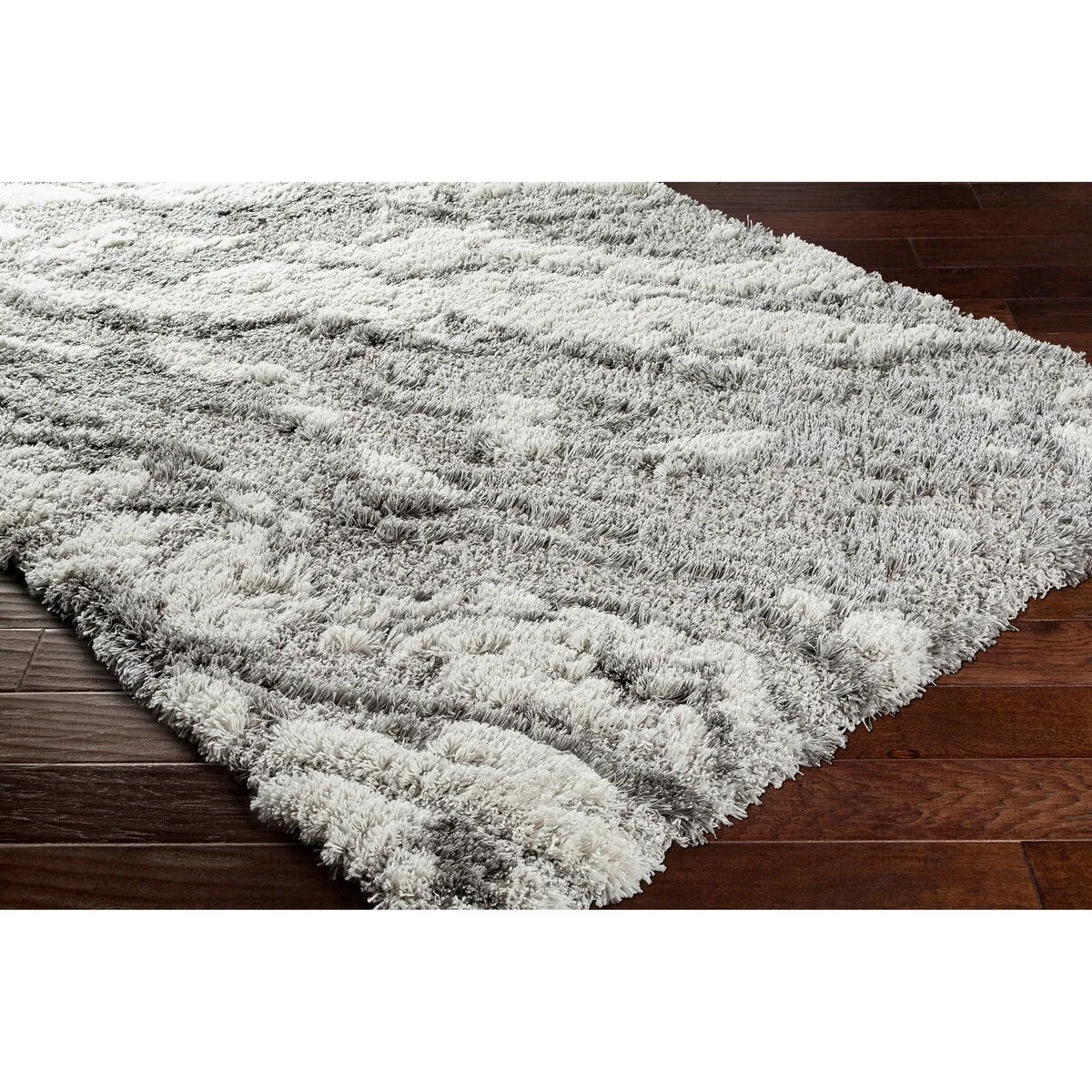 Livabliss Olvera Modern Marbled Plush Shag Area Rug