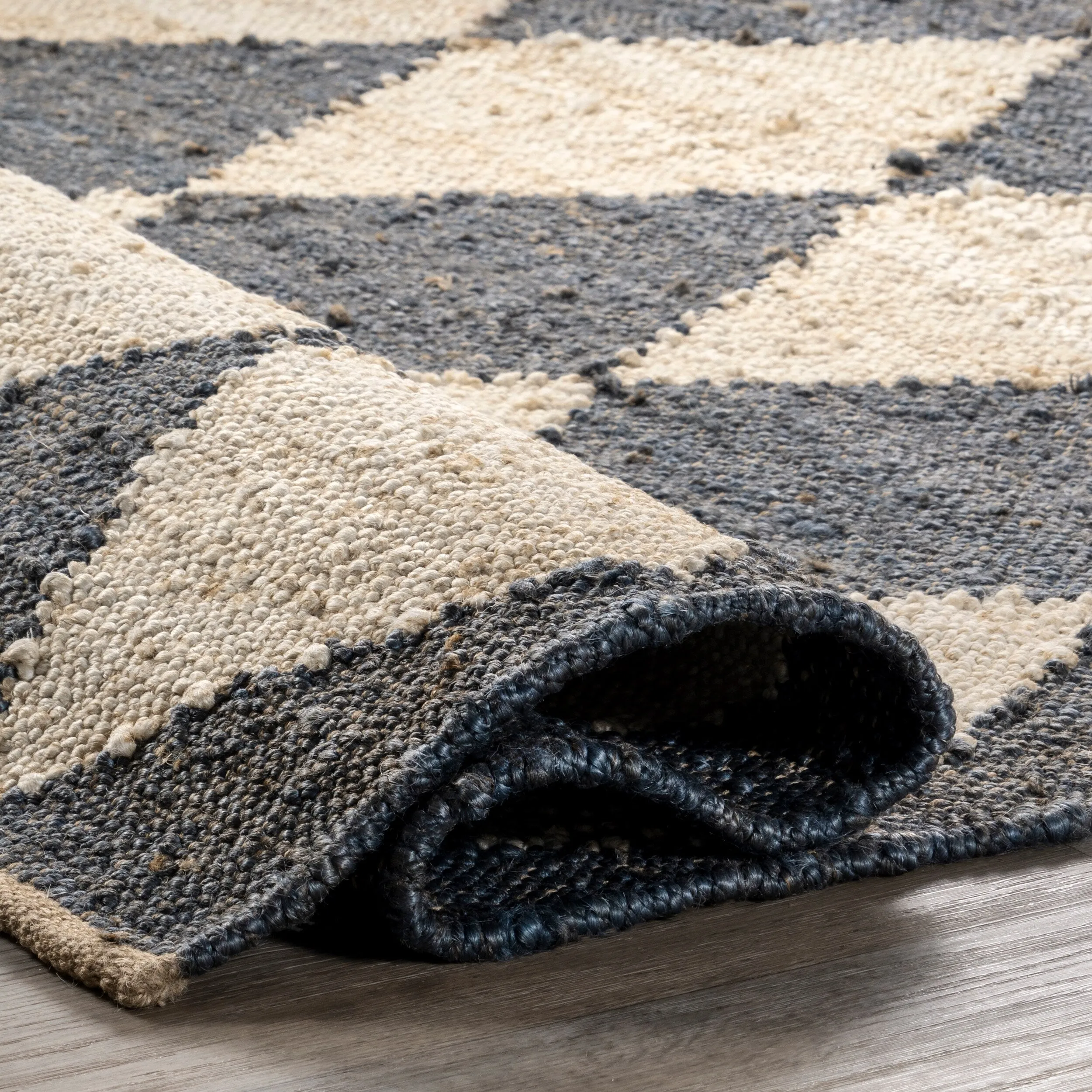 Louie Diamond Checkerboard Jute Area Rug