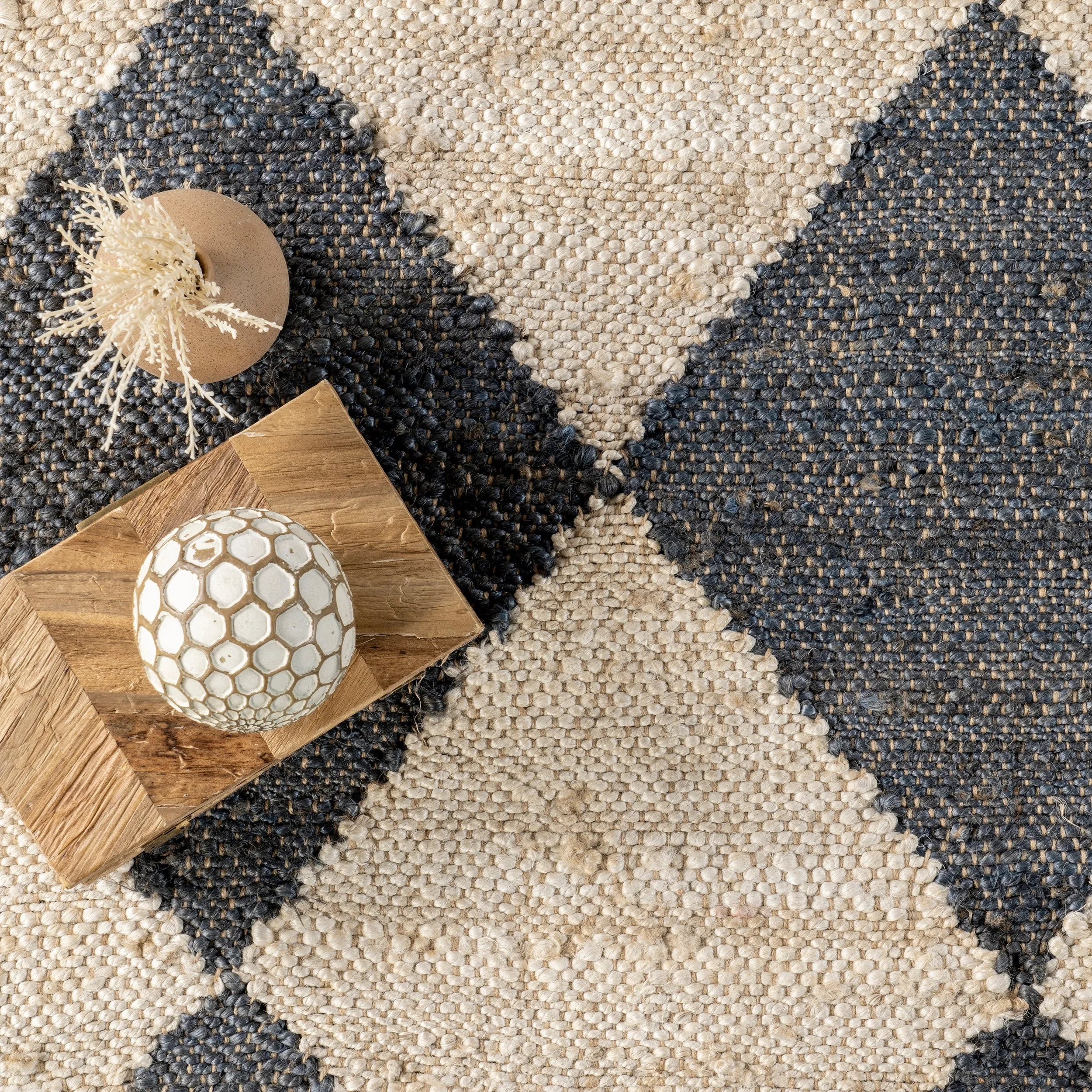 Louie Diamond Checkerboard Jute Area Rug