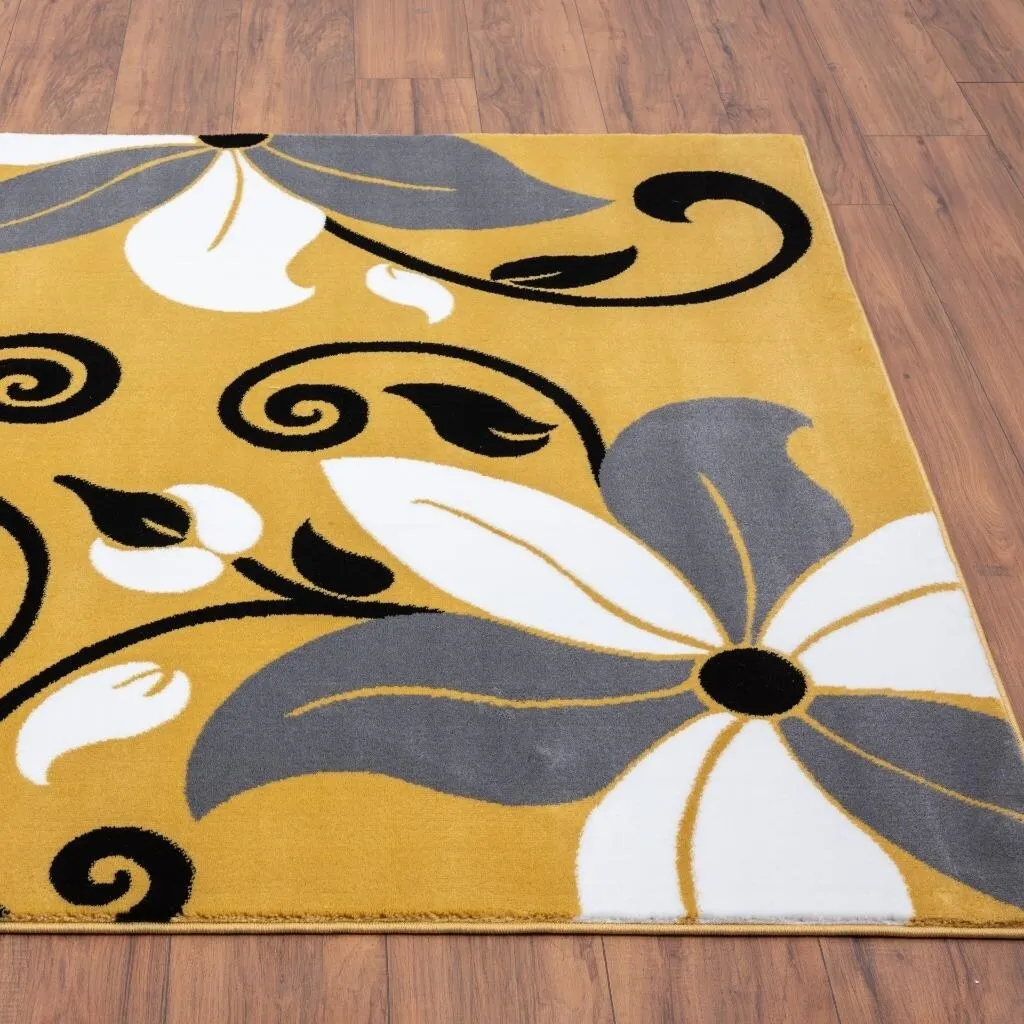 LUXE WEAVERS Modern Floral Area Rug. Medium Pile. Stain-Resistant Rug