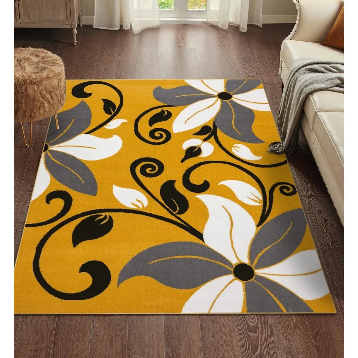 LUXE WEAVERS Modern Floral Area Rug. Medium Pile. Stain-Resistant Rug