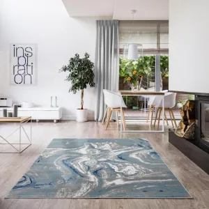 Luxe Weavers Victoria Collection Blue 8x10 Abstract Area Rug - 8' x 10'/Surplus