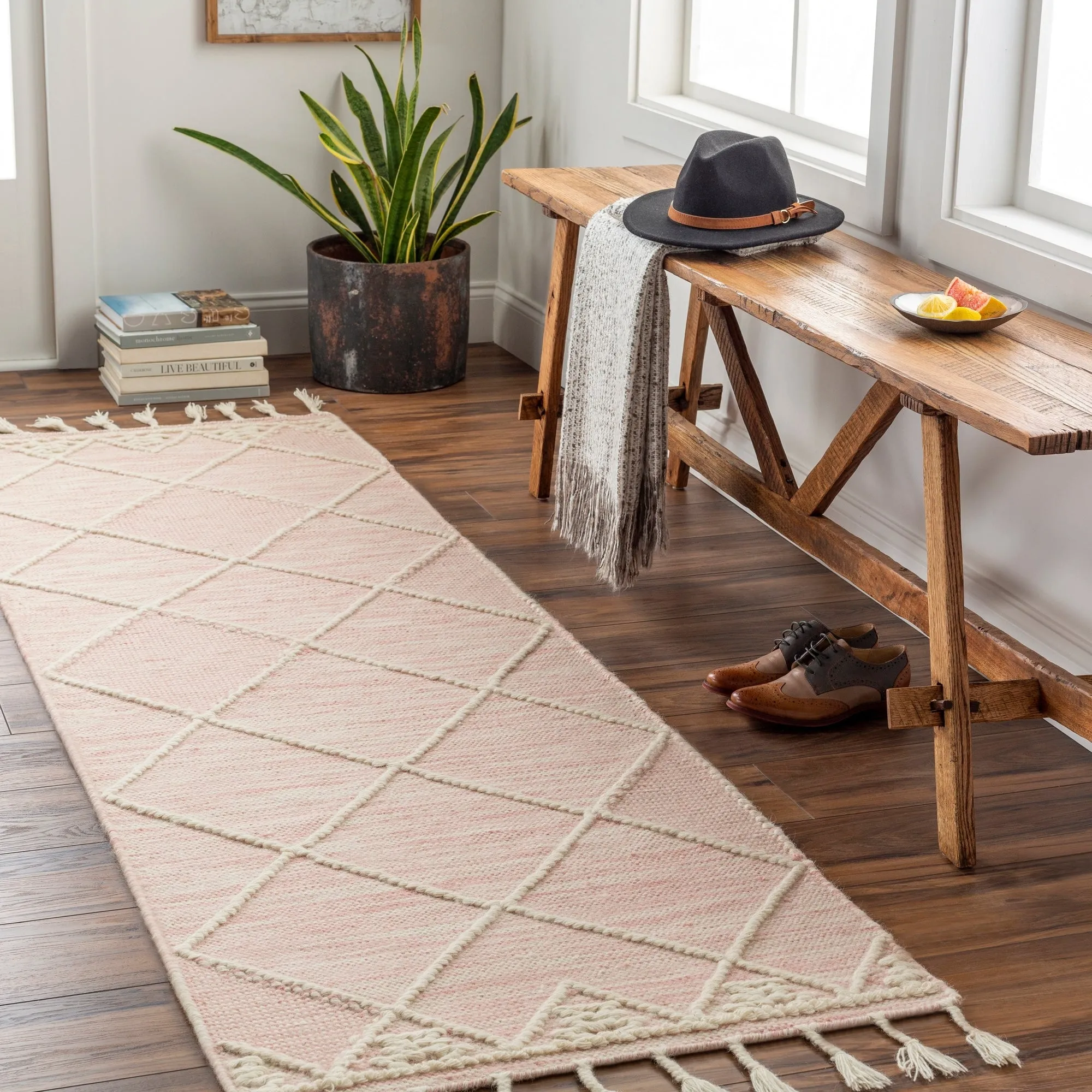 Maaxi Handmade Farmhouse Trellis Wool Area Rug