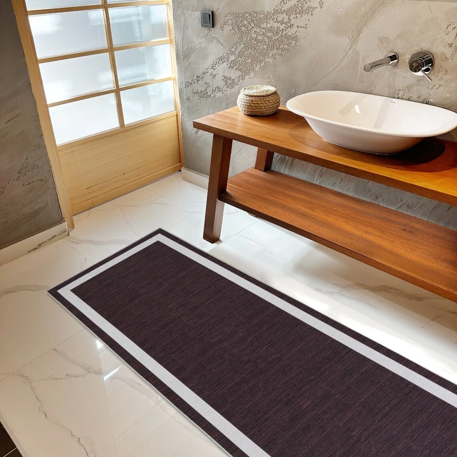 Machine Washable Area Rug With Non Slip Backing - Everest Geometric Modern Border Design