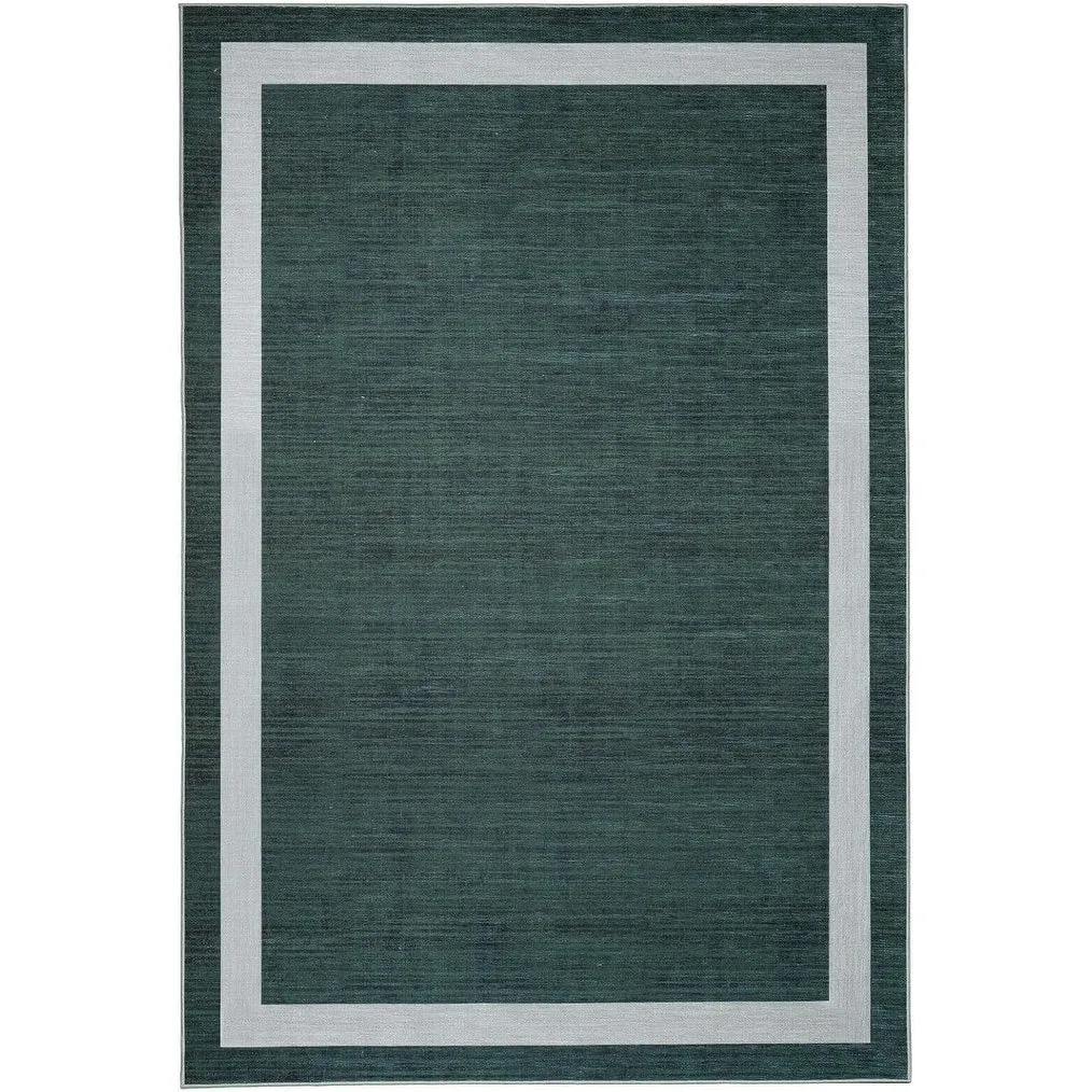 Machine Washable Area Rug With Non Slip Backing - Everest Geometric Modern Border Design