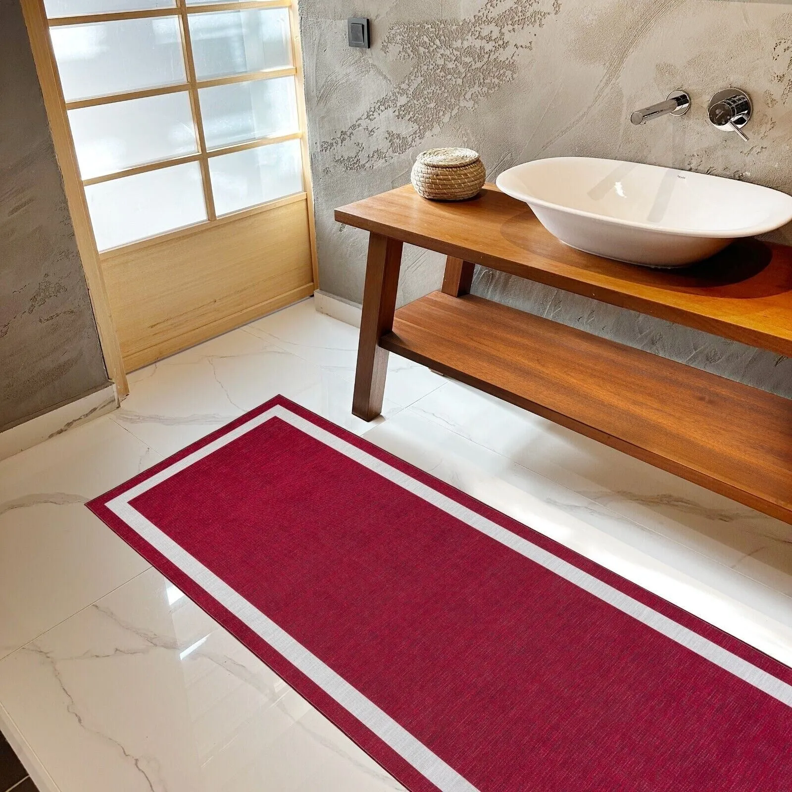 Machine Washable Area Rug With Non Slip Backing - Everest Geometric Modern Border Design