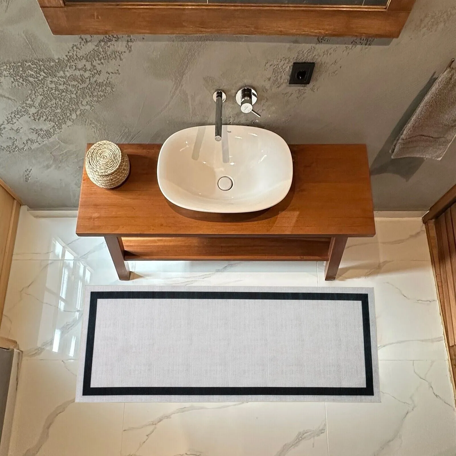 Machine Washable Area Rug With Non Slip Backing - Everest Geometric Modern Border Design
