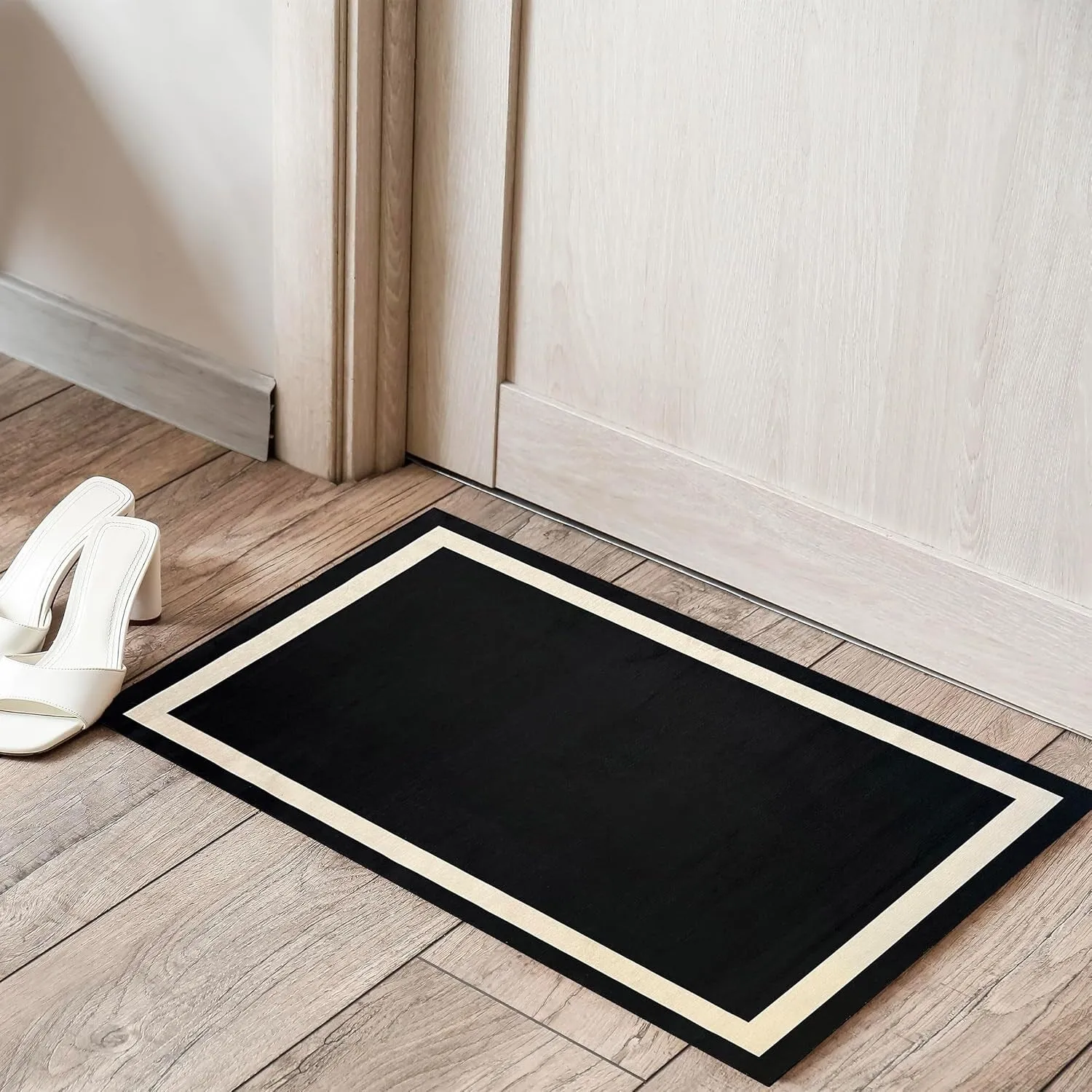 Machine Washable Area Rug With Non Slip Backing - Everest Geometric Modern Border Design