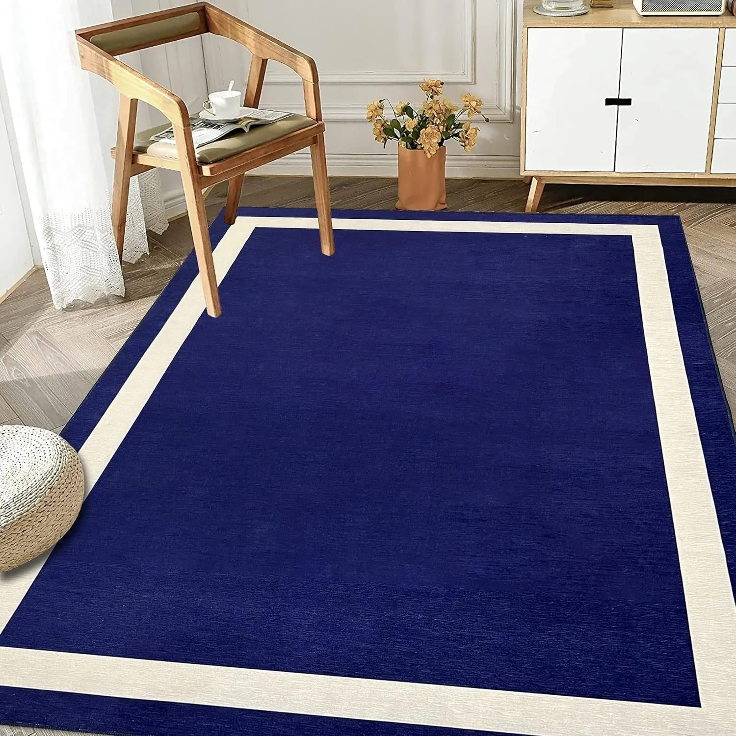 Machine Washable Area Rug With Non Slip Backing - Everest Geometric Modern Border Design
