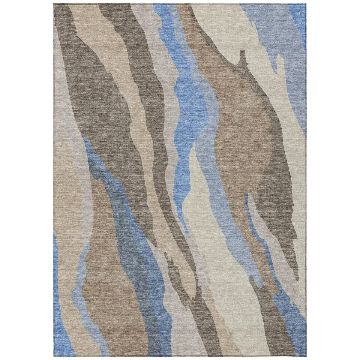 Machine Washable Indoor/ Outdoor Abstract Contemporary Chantille Rug